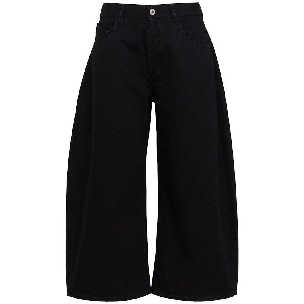 THE ATTICO Curved Cropped Black Cotton Jeans New & Authentic