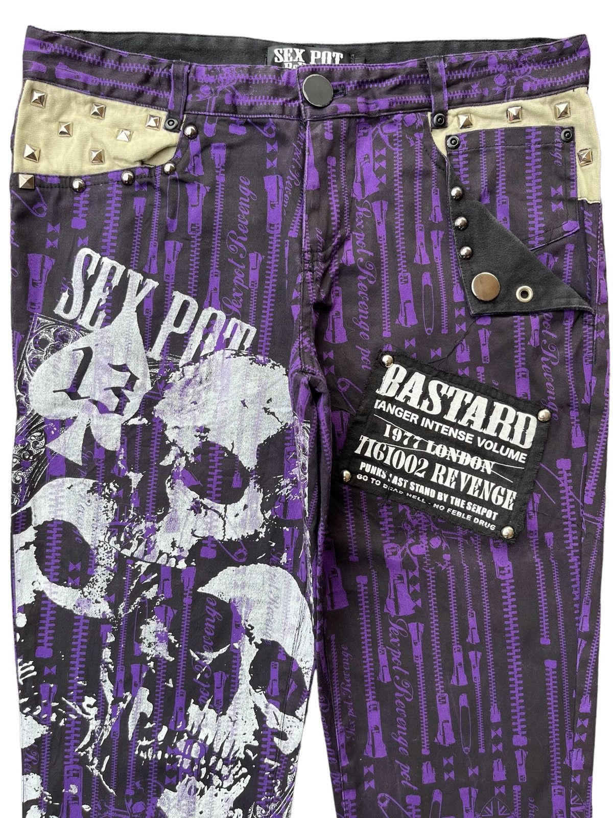 Japanese Brand × Seditionaries Bastard Punk Last Stand by The Sex Pot Revenge Skull Pants Size US 29 - 3 Thumbnail