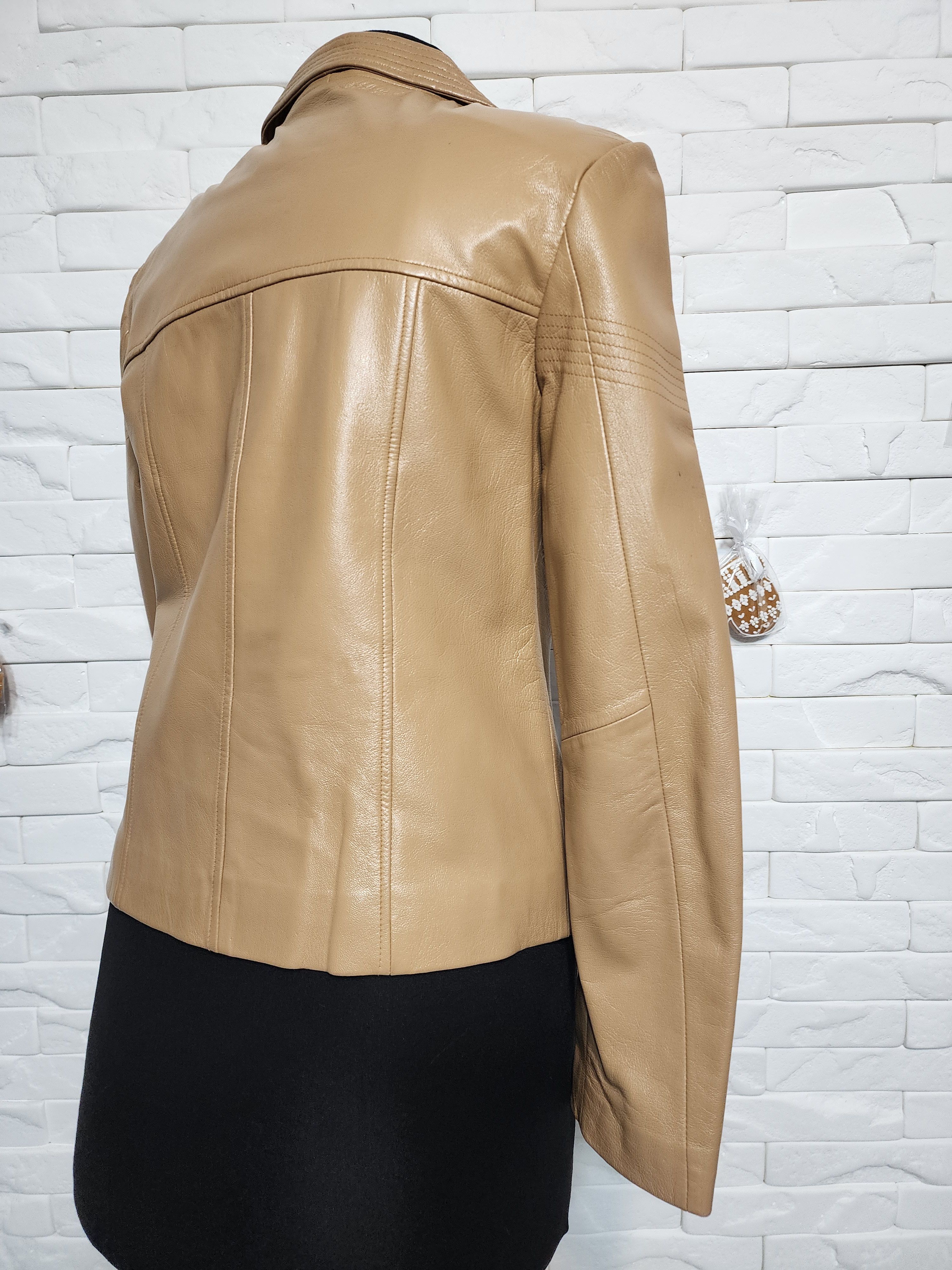 Genuine Leather Brown Leather Sport Jacket: Women's Genuine Leather Zip-Up Size M / US 6-8 / IT 42-44 - 5 Thumbnail