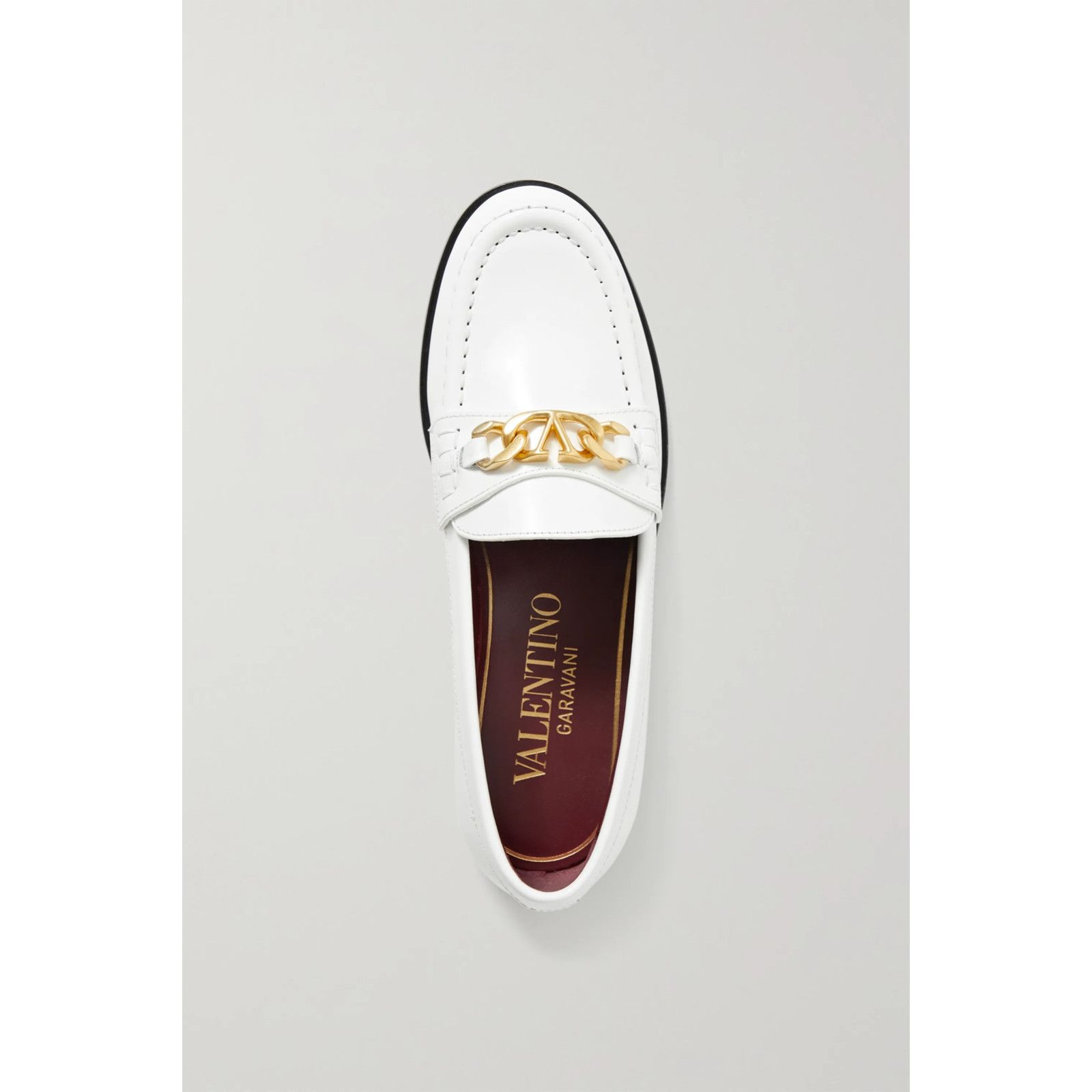 Valentino White Leather V Logo Chain Gold Mule Slip On Flat Loafer 37 Size US 7 / IT 37 - 8 Thumbnail