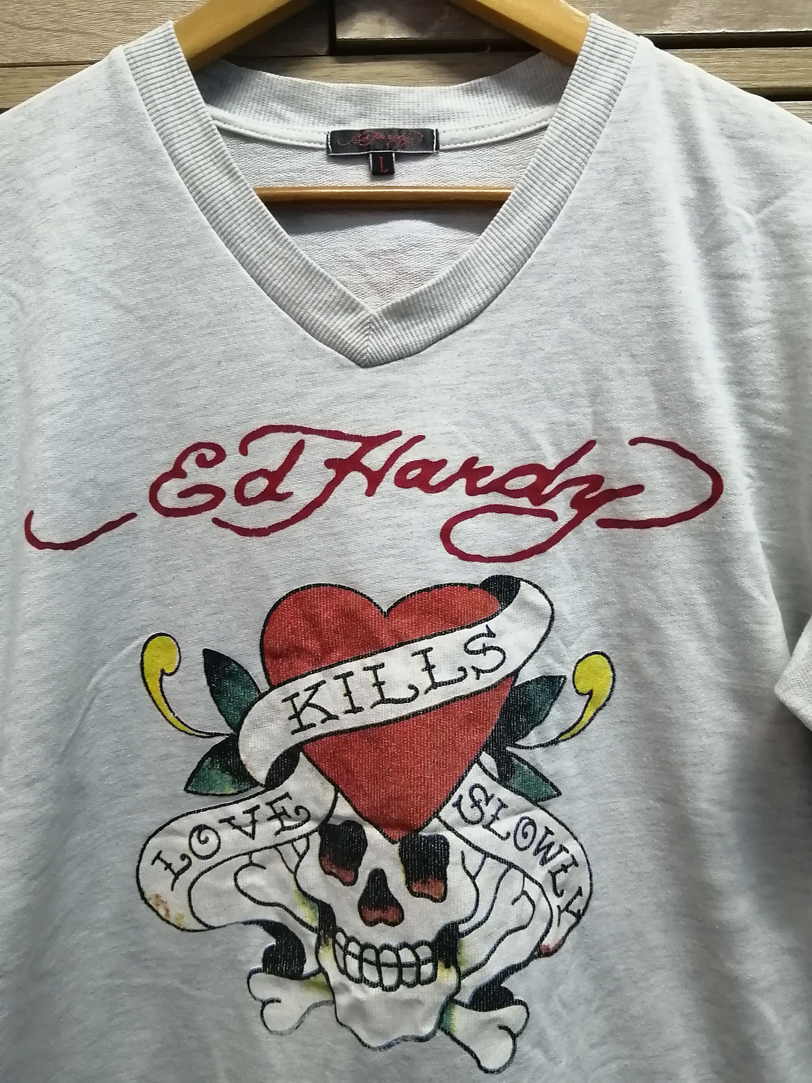 Vintage Thrashed Sun Faded Ed hardy Shirt Distressed Grunge Band Size US L / EU 52-54 / 3 - 3 Thumbnail
