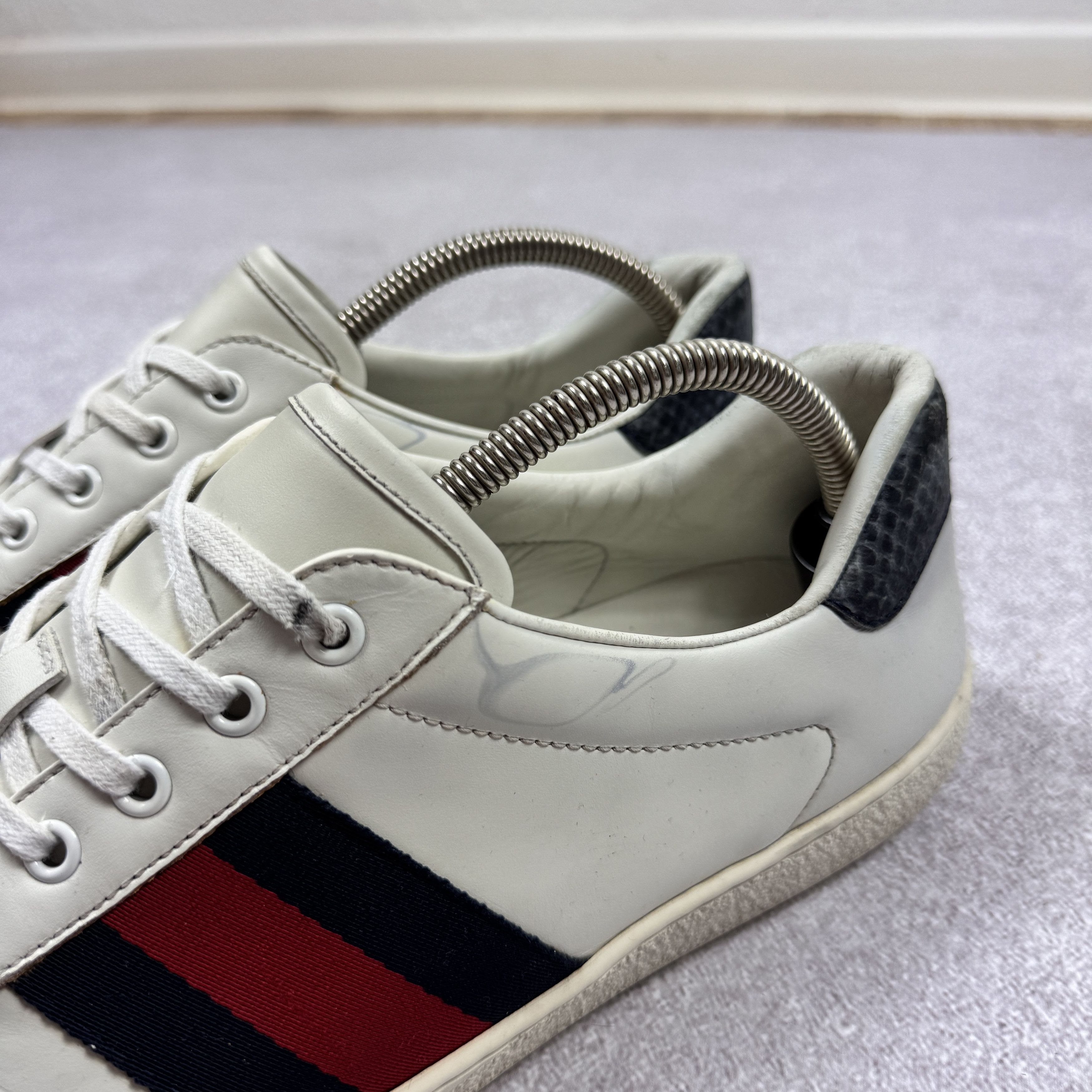 Gucci Men`s Gucci Ace Sneakers 386750 White Leather Sneakers 11 Size US 11.5 / EU 44-45 - 6 Thumbnail