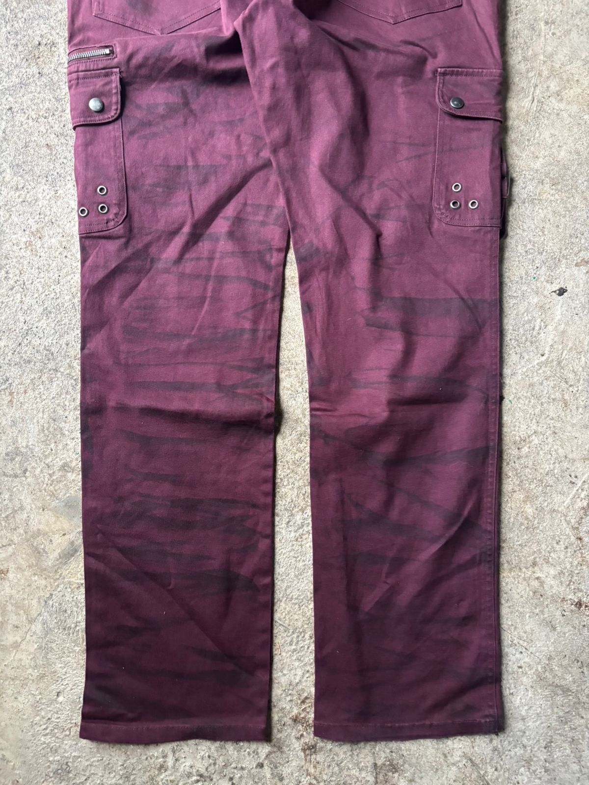 Japanese Brand 2000s Semantic Design Japan Red Wine Washed Cargo Pants Size US 37 - 6 Thumbnail