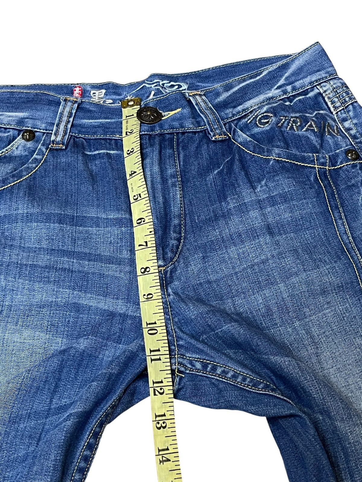 Japanese Brand Japanese y2k BIG TRAIN OSAKA JEANS skull patches dirty jeans Size US 33 - 21 Thumbnail