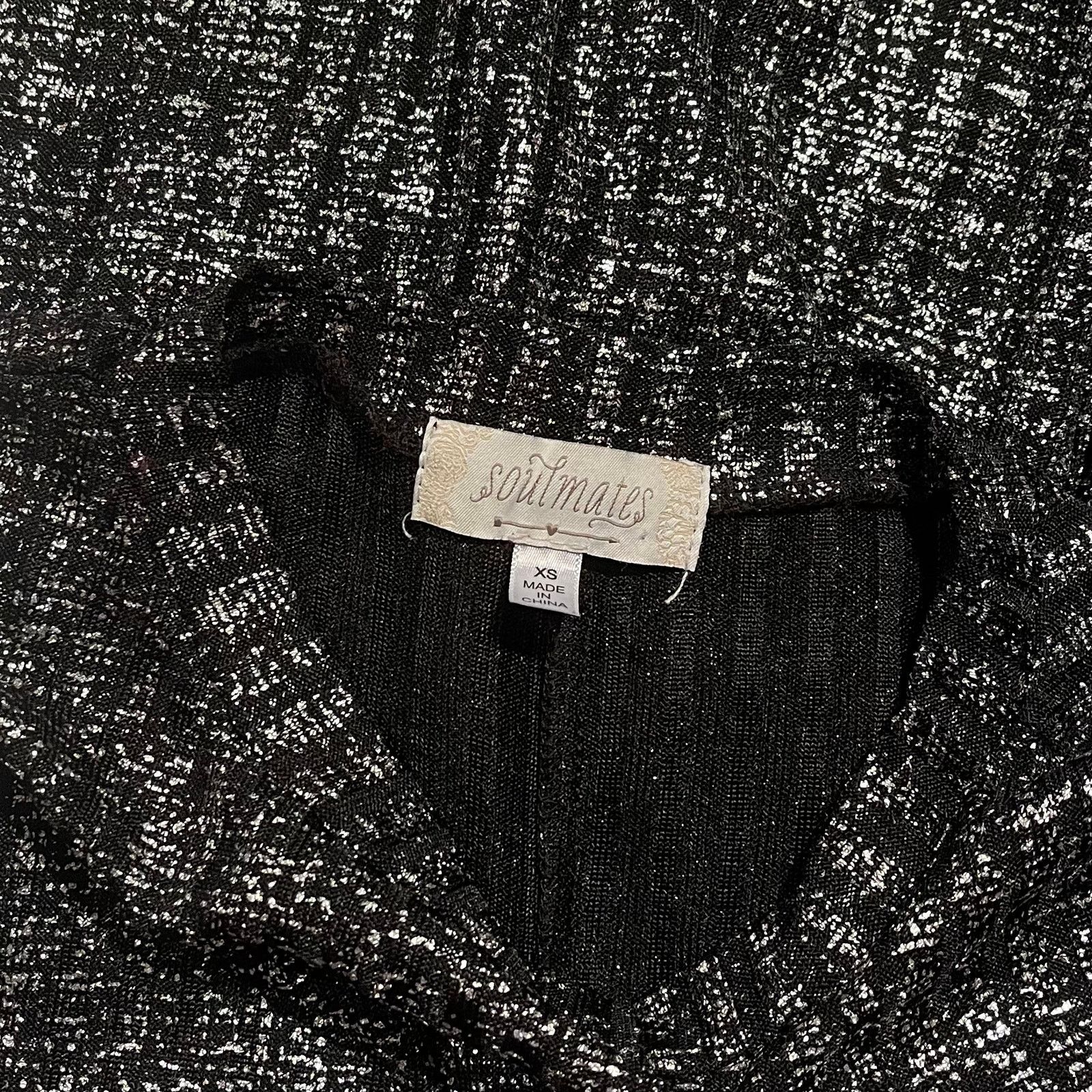 Other Metallic Sheer Party Cocktail Dress Black Silver XS Swing Size XS / US 0-2 / IT 36-38 - 4 Thumbnail
