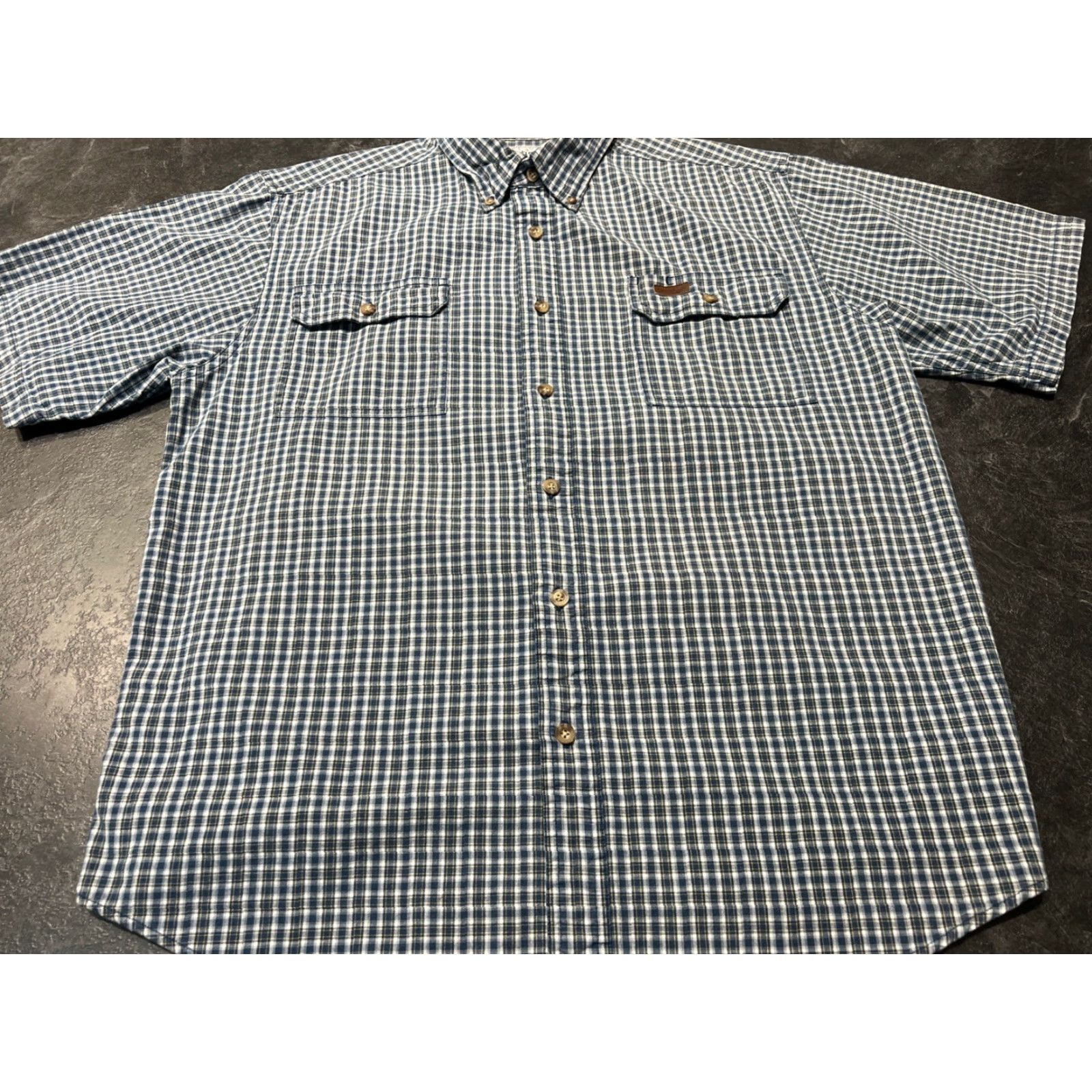 Carhartt Carhartt Relaxed Fit Flannel Shirt Large Blue Plaid Short Sleeve Button Down Cotton Casual Mens Size US 33 - 2 Thumbnail