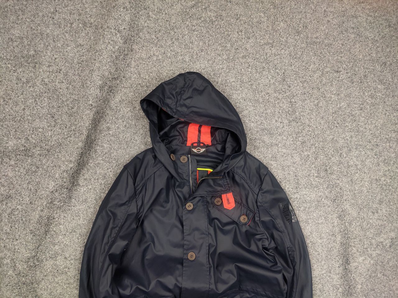 Mini Cooper Design Waxed Navy Zip Button Pocket Jacket