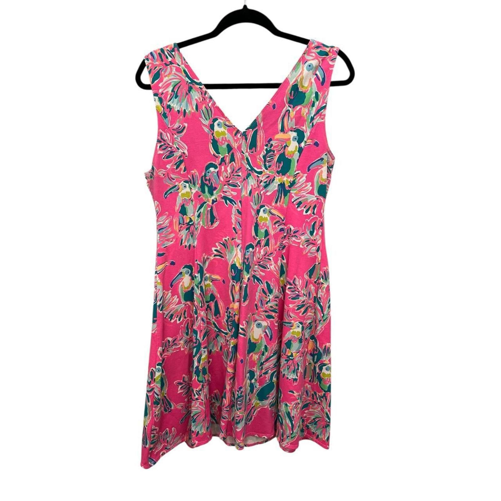 Other Lilly Pulitzer Pink Toucan Dress Size L / US 10 / IT 46 - 2 Thumbnail