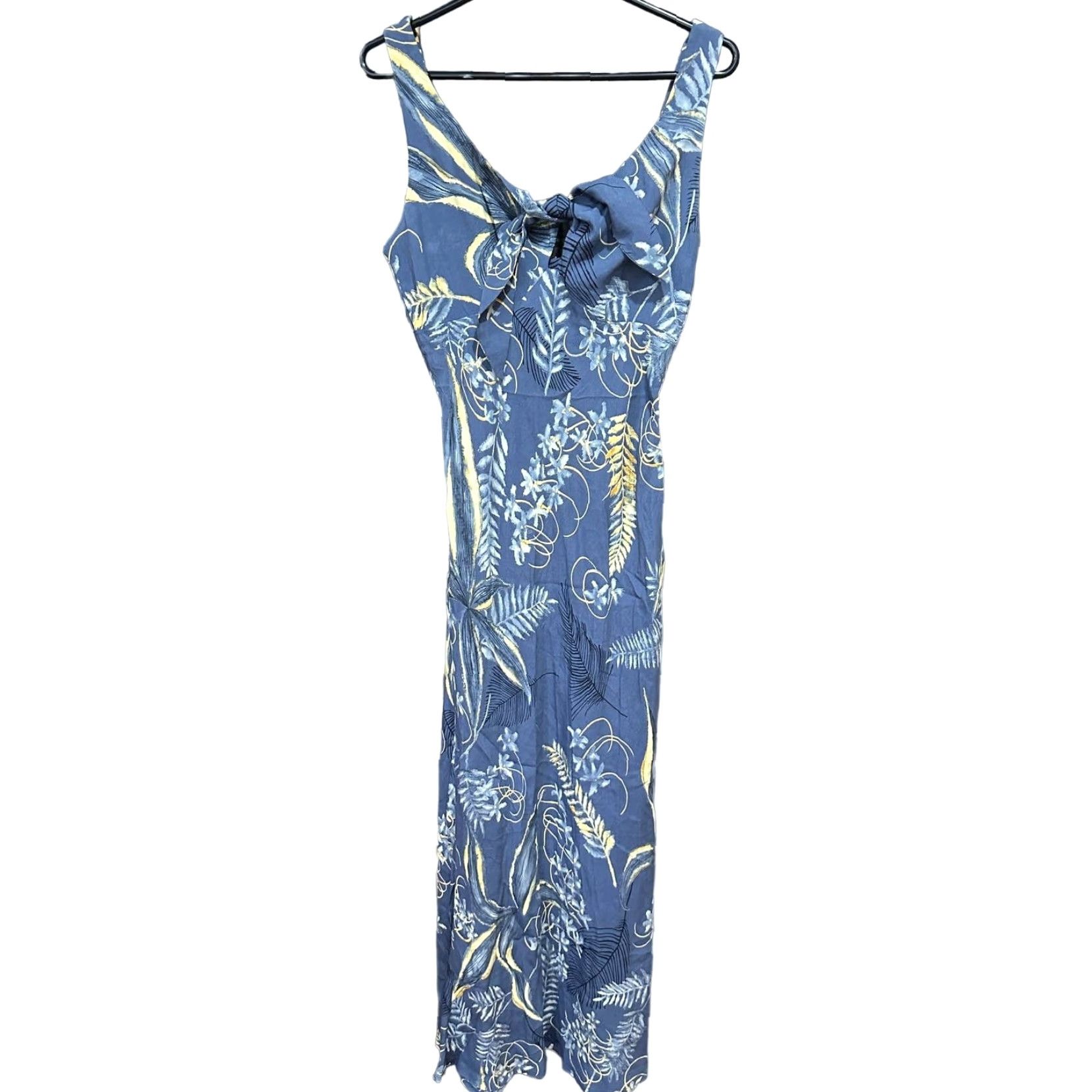 Vintage VINTAGE Trilogy Midi Dress Women 6 Gray Yellow Floral A-Line Sleeveless V-Neck Party Casual Business Seasonal Spring Summer Fall Winter Womens Size M / US 6-8 / IT 42-44 - 2 Thumbnail