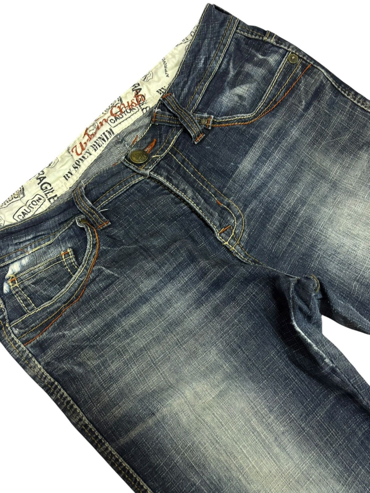 Japanese Brand × Vintage Bondage Urban Crush Faded Indigo Crosshatch Jeans Size US 33 - 3 Thumbnail