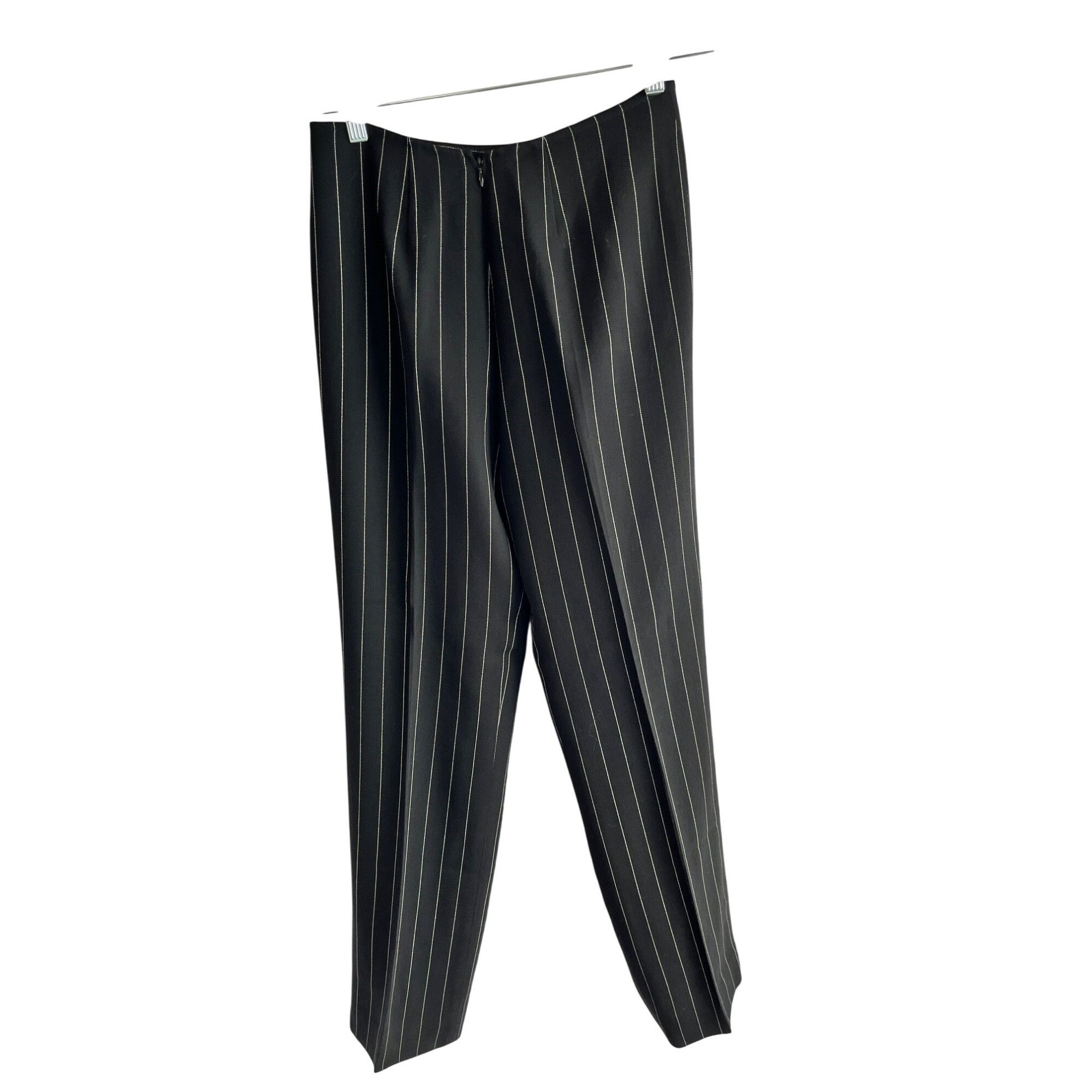 Vintage Worldly Things Pinstriped Wool Pants Womens Sz 12 Black & Wh Size 34" / US 12 / IT 48 - 2 Thumbnail