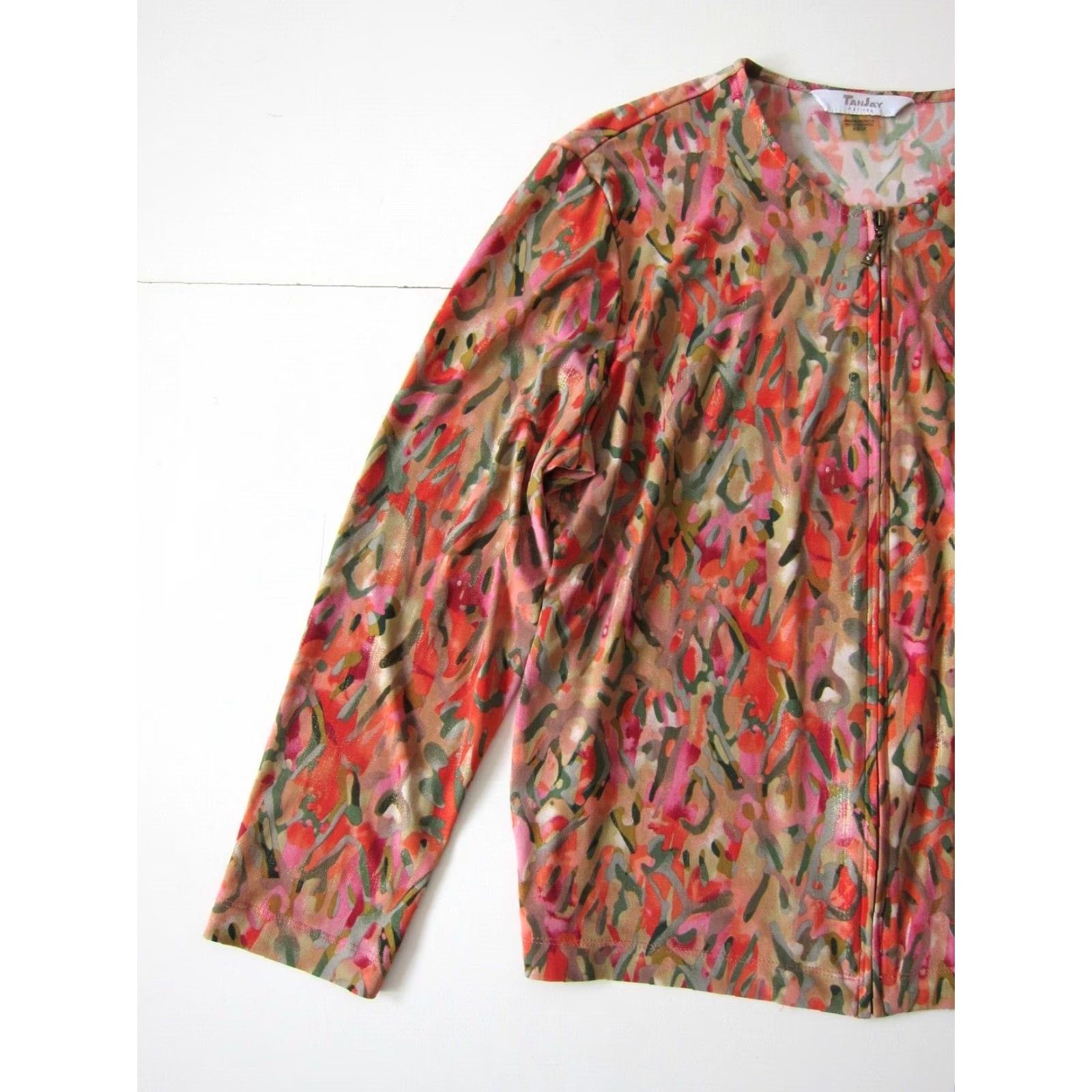 Pinko TanJay Pink Blouse Women Size PM Long Sleeve Crew Neck Zip Full Zipper Camouflage TanJay Pink Green Orange Size M / US 6-8 / IT 42-44 - 6 Thumbnail