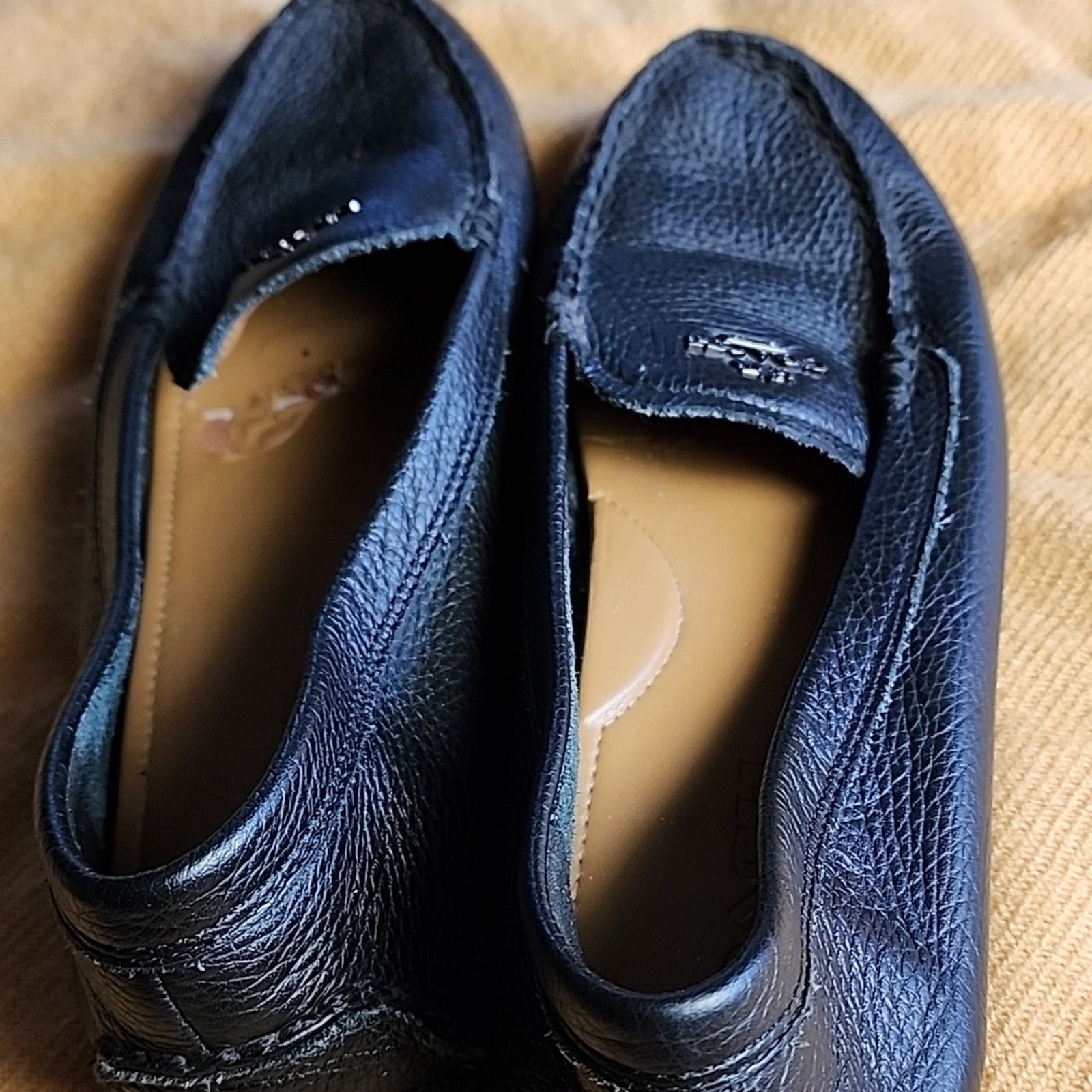 Coach Coach Black Textured Leather Loafers Size US 8 / IT 38 - 10 Thumbnail