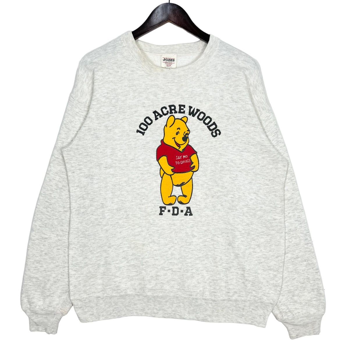 image of Vintage 90’S Disney Winnie The Pooh Unisex Sweatshirt in Grey, Men's (Size Large)