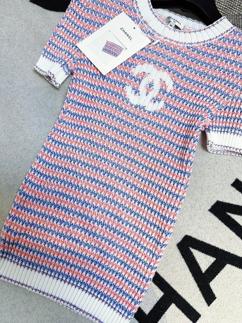 Chanel Chanel Pink Blue Stripe Logo Short Sleeve Top Size S / US 4 / IT 40 - 3 Thumbnail