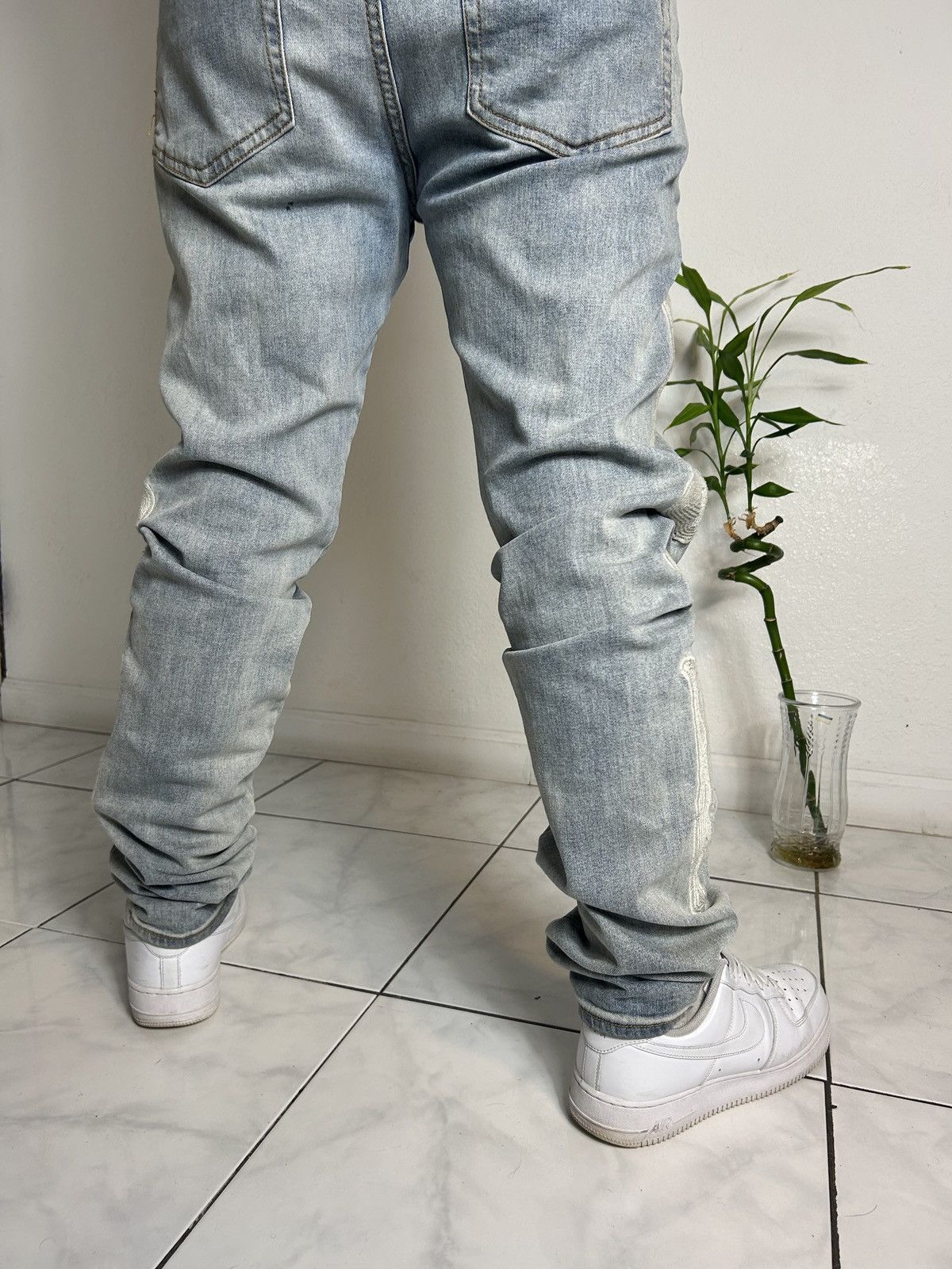 MNML Custom washed distressed denim jeans with skeleton bones Size US 36 / EU 52 - 9 Thumbnail