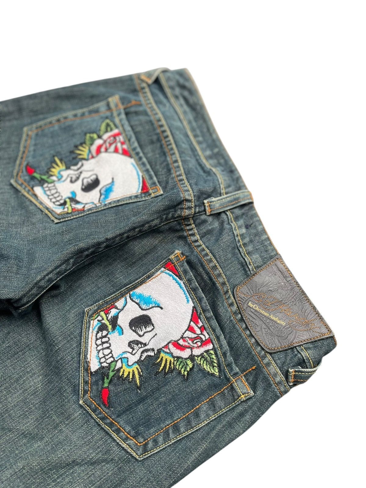 Ed Hardy Ed Hardy By Christian Audiger Skull Emboiderey Denim Size 30" / US 8 / IT 44 - 7 Thumbnail