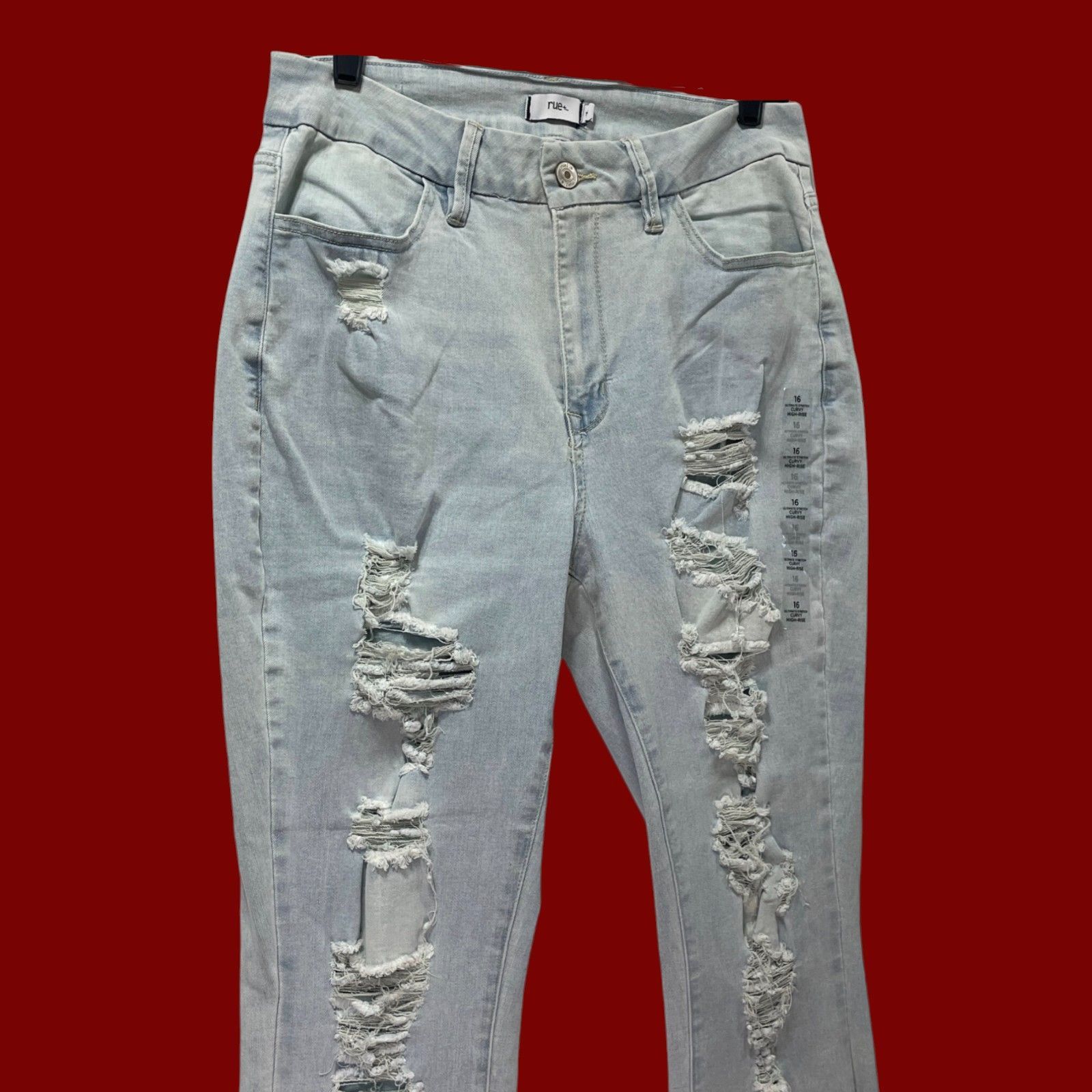 Other Rue + - Women's Ultimate Stretch Curvy High-Rise Jeans Distr Size 38" / US 16 / IT 52 - 11 Thumbnail
