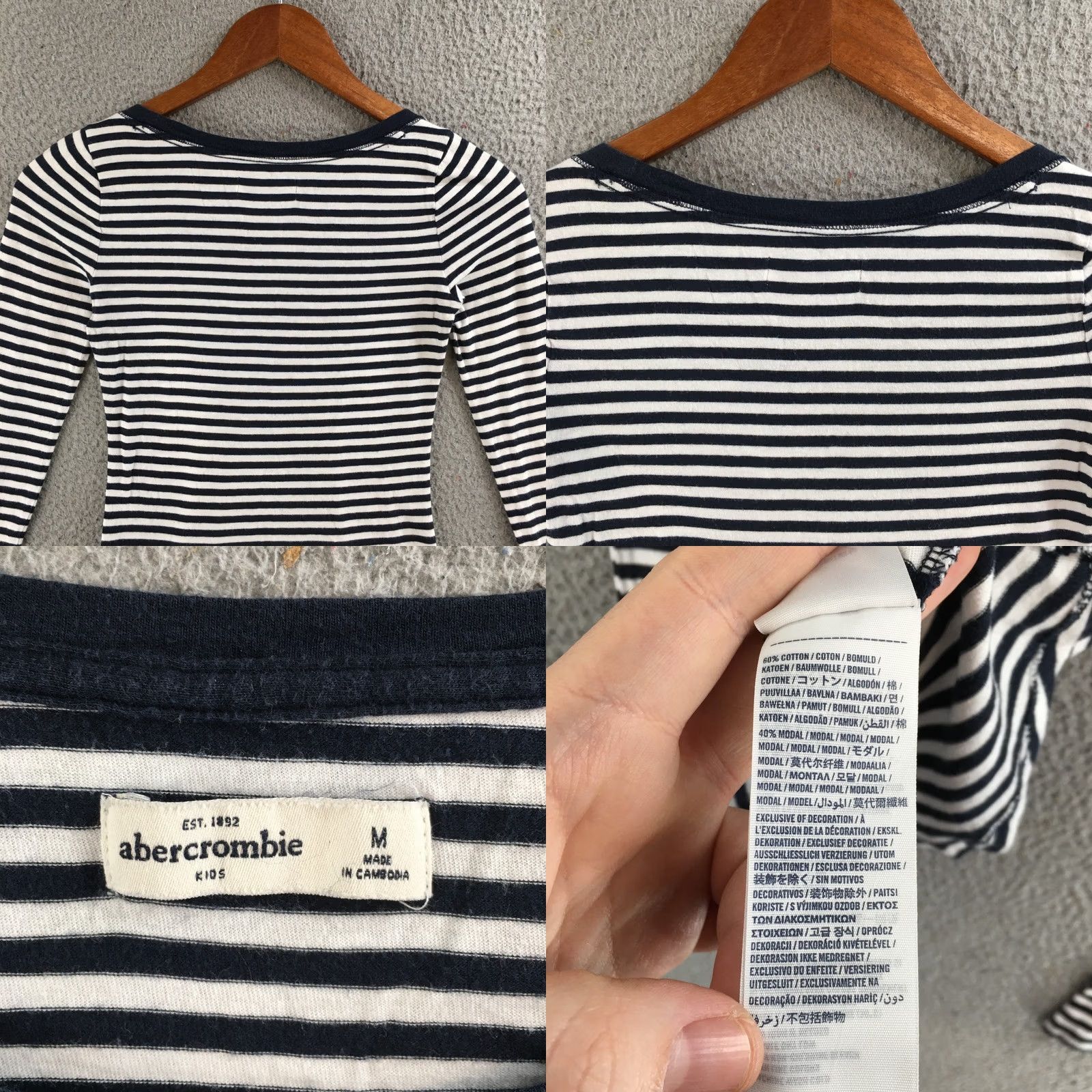 Abercrombie & Fitch Abercrombie Shirt Womens M Black White Striped Long Sleeve Crewneck Pull Over Size M / US 6-8 / IT 42-44 - 8 Thumbnail