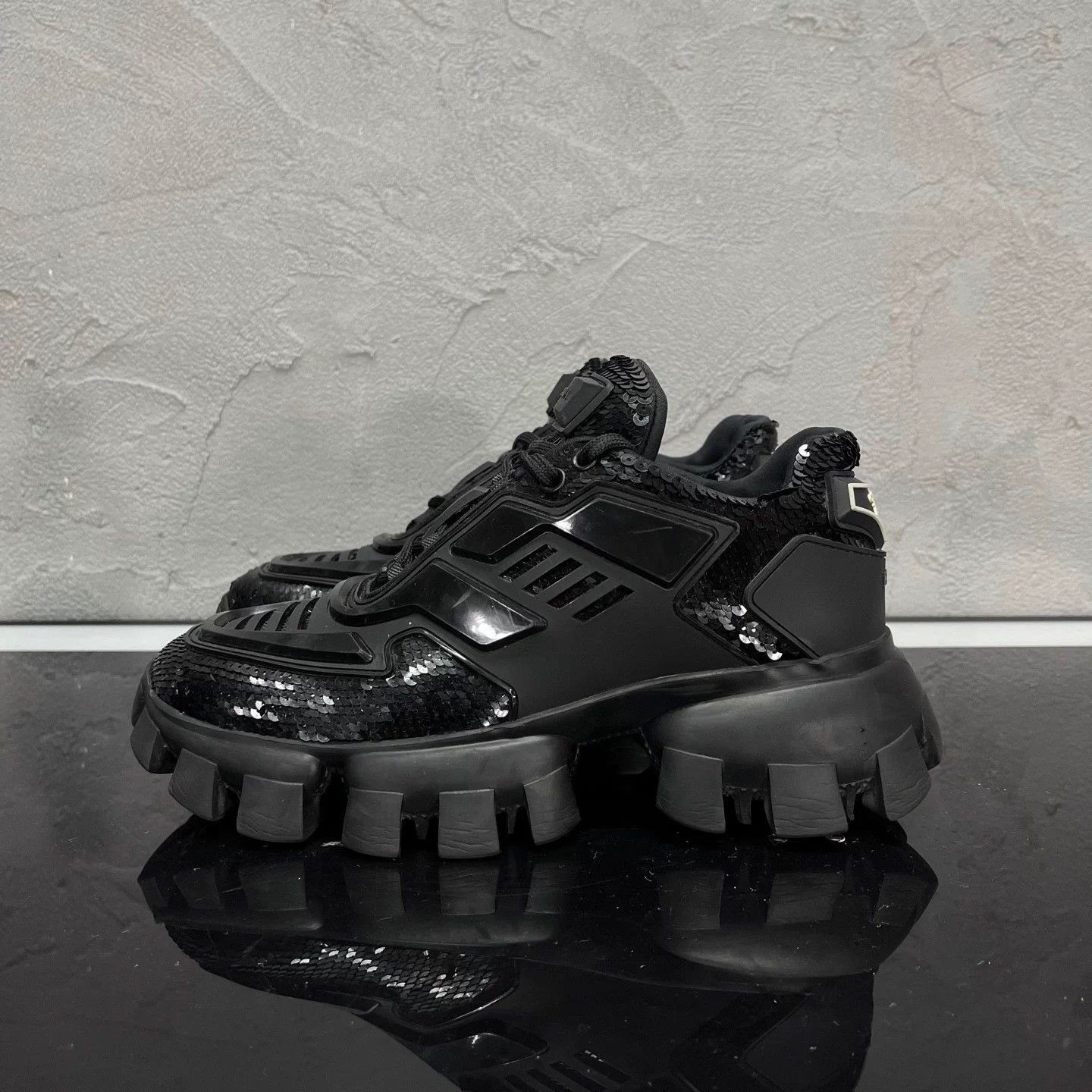 Prada Prada Sequin Platform Serrated Dad Shoes EUR 37 Size US 7 / IT 37 - 4 Thumbnail