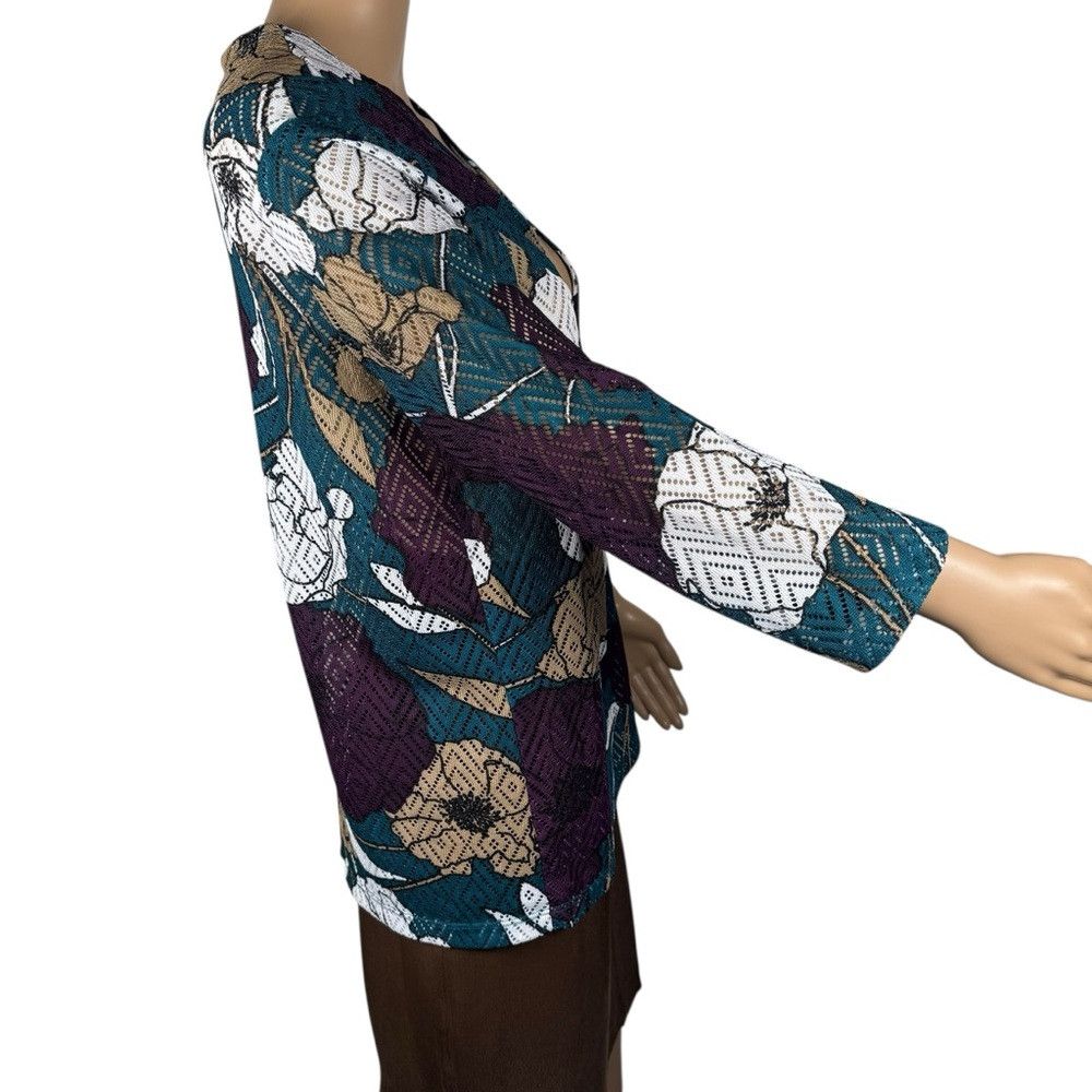 Other Alfred Dunner Floral Open Front Cardigan Size M Size M / US 6-8 / IT 42-44 - 3 Thumbnail