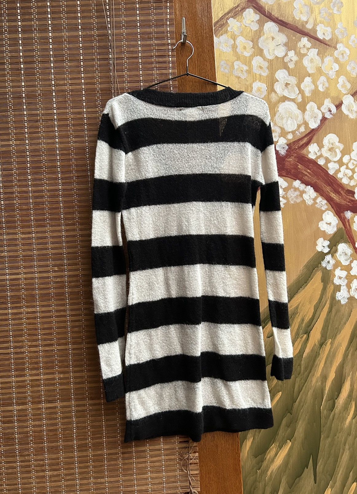 Morgan De Toi Y2K Morgan De Toi Striped Mohair V-Neck Mini Dress L/S Size S / US 4 / IT 40 - 2 Thumbnail