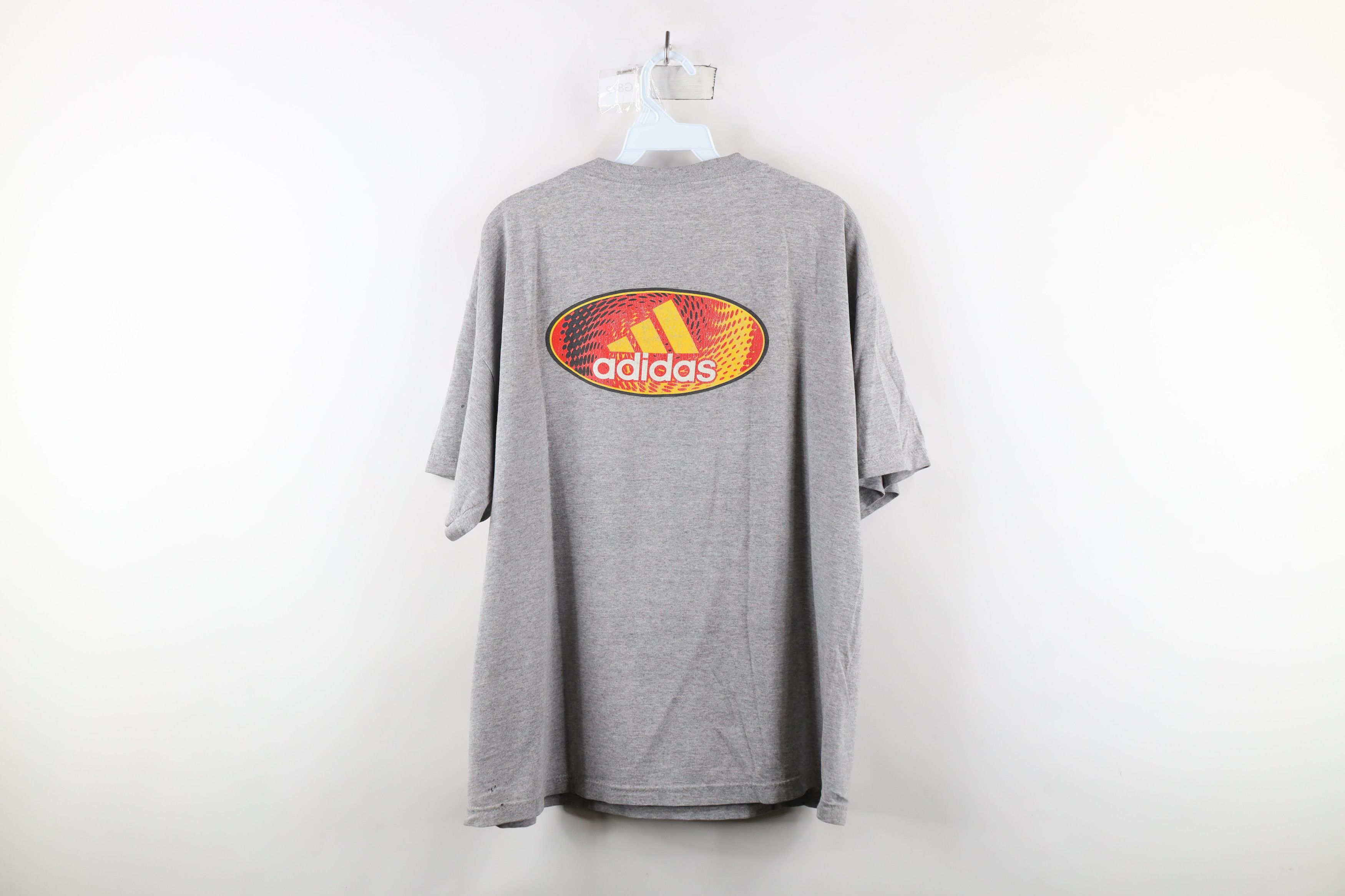 Adidas × Vintage Vintage 90s Adidas Spell Out Geometric T-Shirt Gray USA Size US L / EU 52-54 / 3 - 12 Thumbnail
