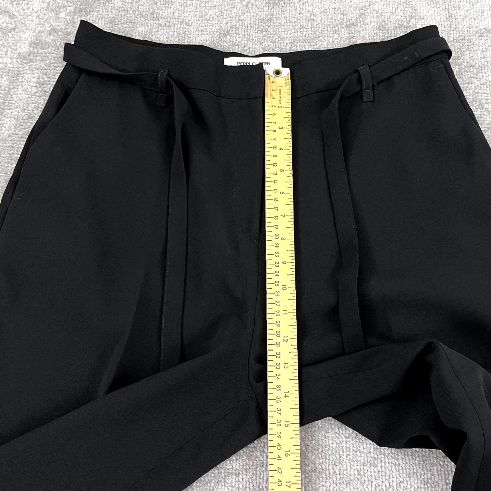 Vintage PERRI CUTTEN Pants Womens Size 14 Black Wide-Leg Career Trousers Tie Waist Pleat Size 36" / US 14 / IT 50 - 6 Thumbnail
