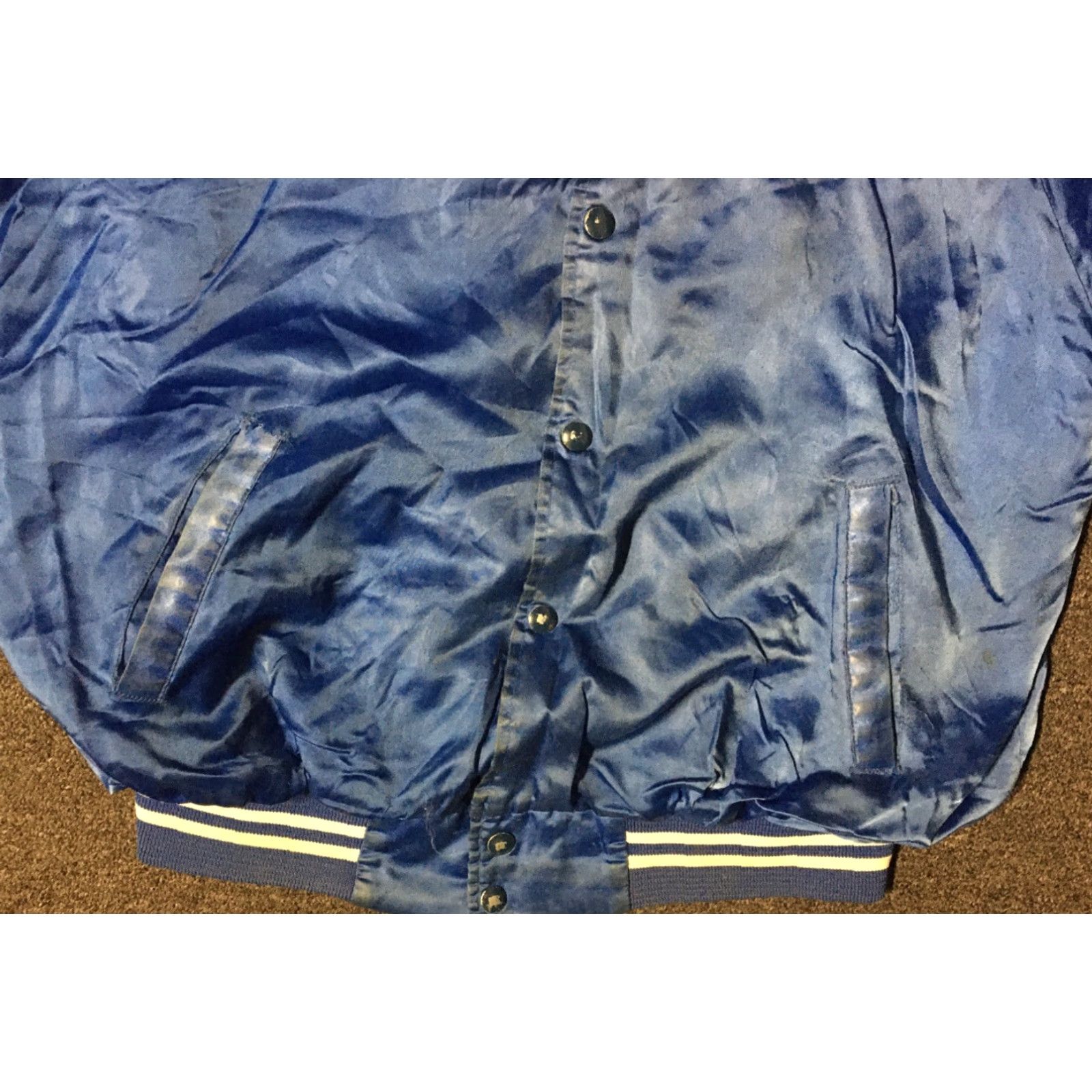 Vintage VINTAGE Auburn Satin Jacket L USA Track Bomber Jacket Men Blue 80s 90s Grunge Racing Horses Sports Varsity College USA Team/School/Hip Hop/Biker Style Size US L / EU 52-54 / 3 - 4 Thumbnail