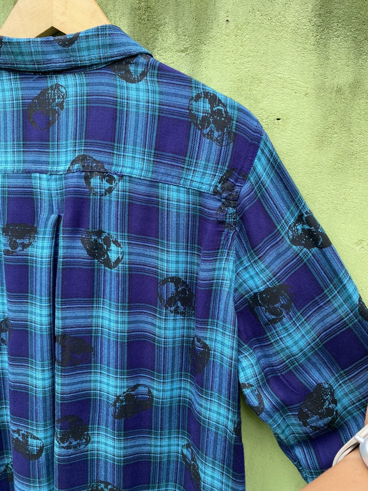 Rock & Republic Rock & Republic Skull Plaid Flannel Shirt Blue Grunge Y2K Size XL / US 12-14 / IT 48-50 - 11 Thumbnail