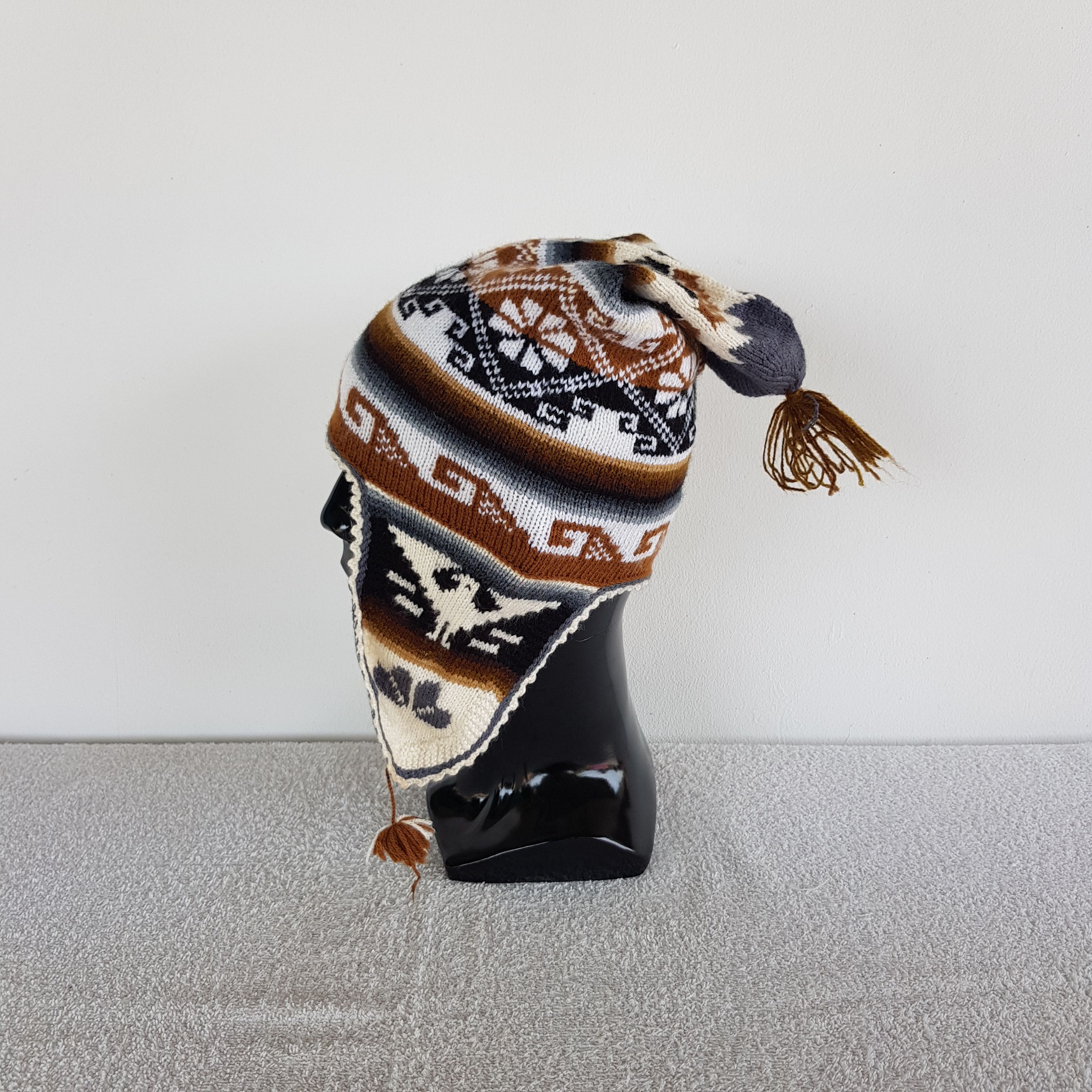 Japanese Brand Vintage Navajo Beanie Y2K Aztec Psychedelic Snow Caps Hats Size ONE SIZE - 4 Thumbnail