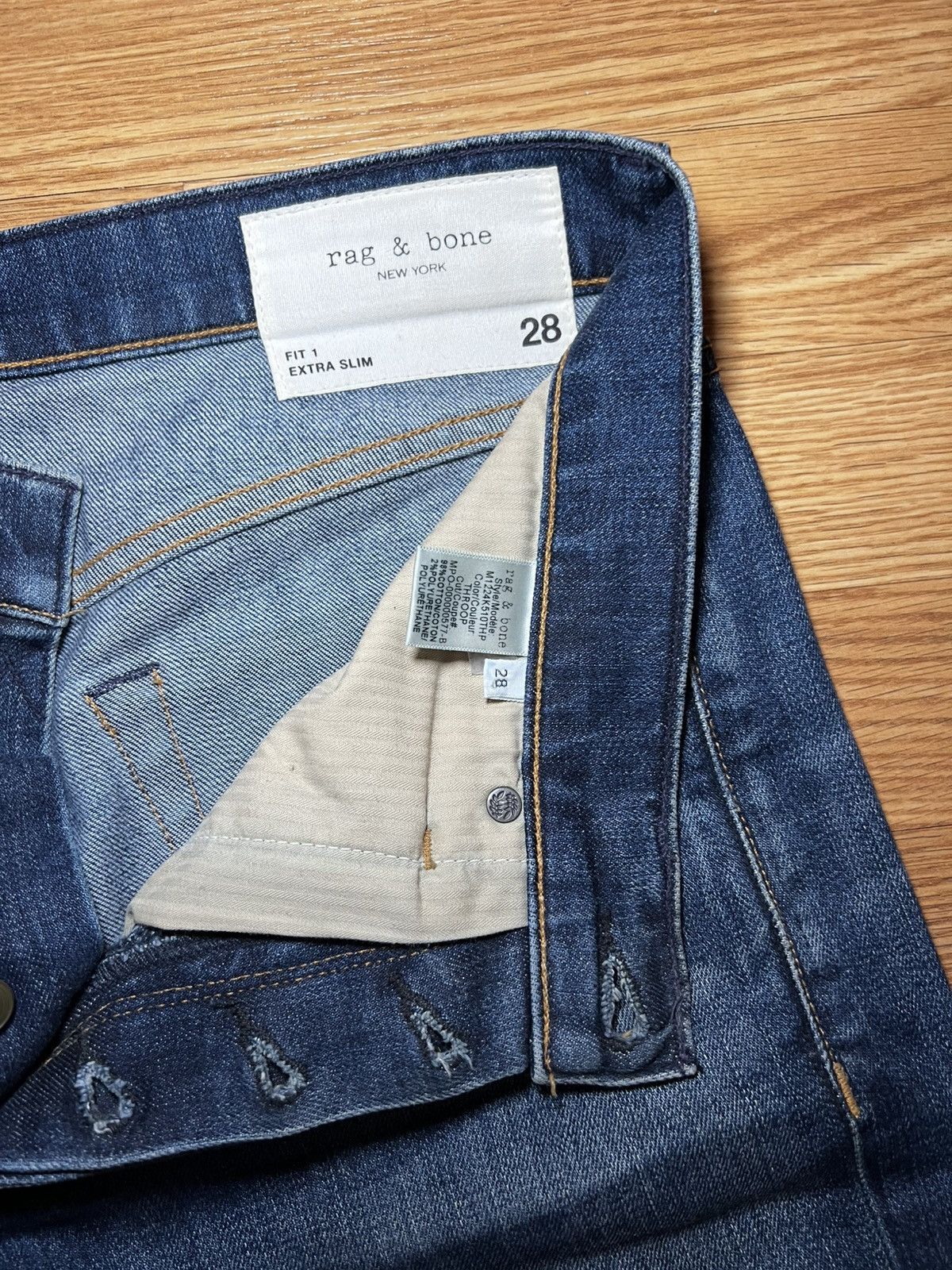 Rag & Bone Fit 1 Extra Slim Medium Wash Navy Denim Size US 28 / EU 44 - 2 Thumbnail