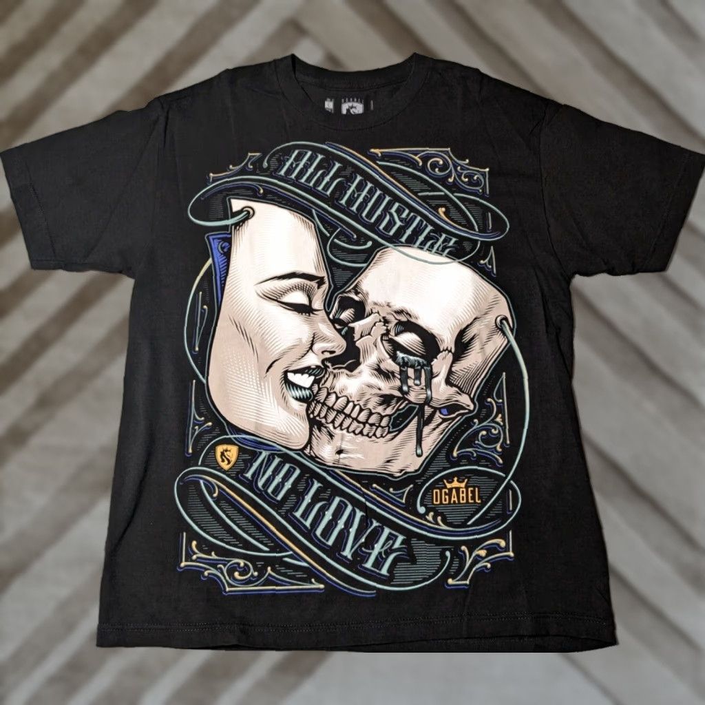 Vintage OGABEL ALL HUSTLE NO LOVE Men L Black Cotton T-Shirt EUC Size US L / EU 52-54 / 3 - 1 Thumbnail