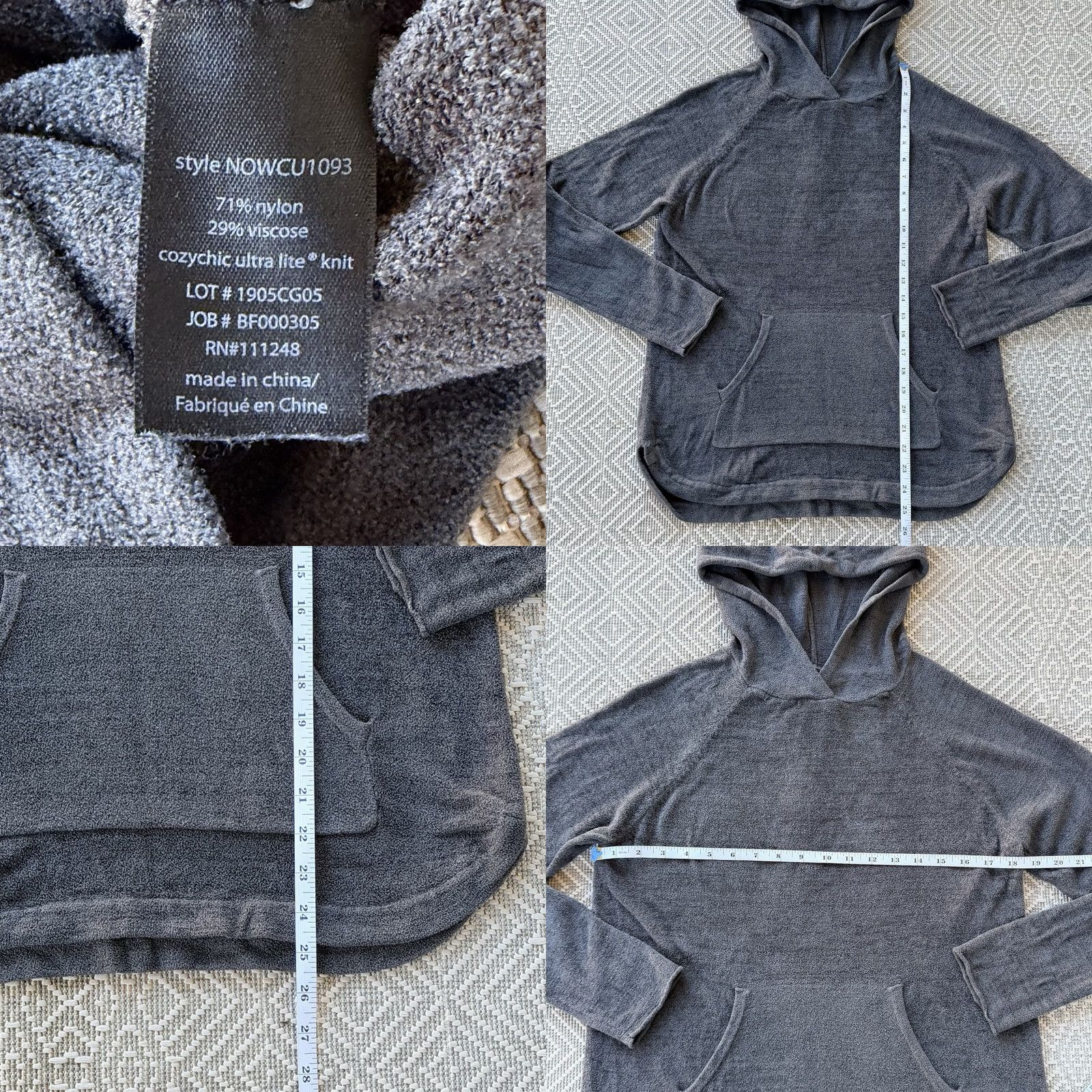 Vintage Barefoot Dreams Sweater Womens Small Gray CozyChic Lite Hooded Tunic V-Neck Long Sleeve Lightweight Knit DC Size S / US 4 / IT 40 - 8 Thumbnail