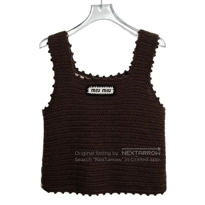 Miu Miu Miu Miu Brown Cotton Knitted Pullover . Size M / US 6-8 / IT 42-44 - 2 Thumbnail