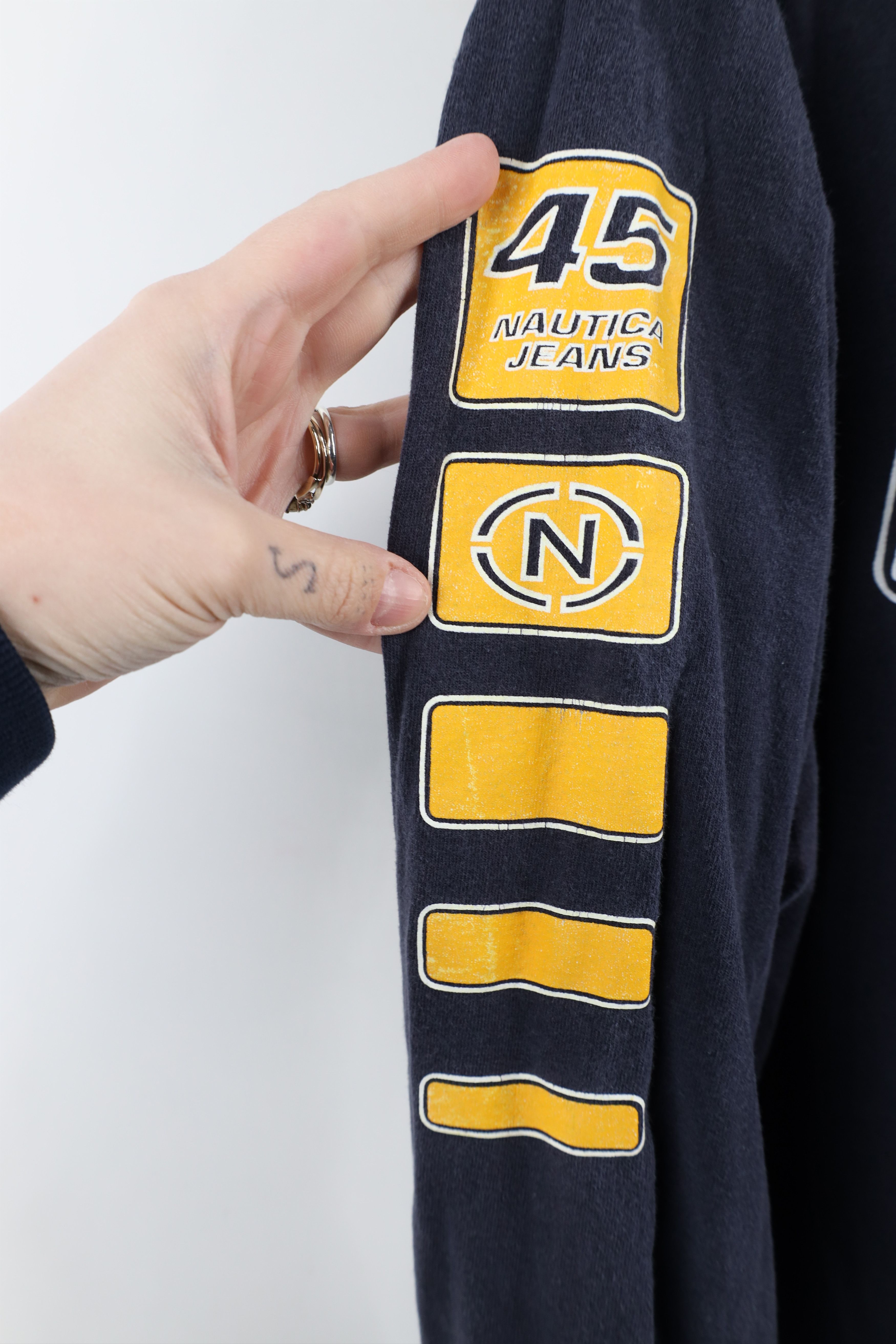 Nautica × Vintage Vintage 90s Nautica Spell Long Sleeve T-Shirt Blue Cotton Size US XL / EU 56 / 4 - 5 Thumbnail