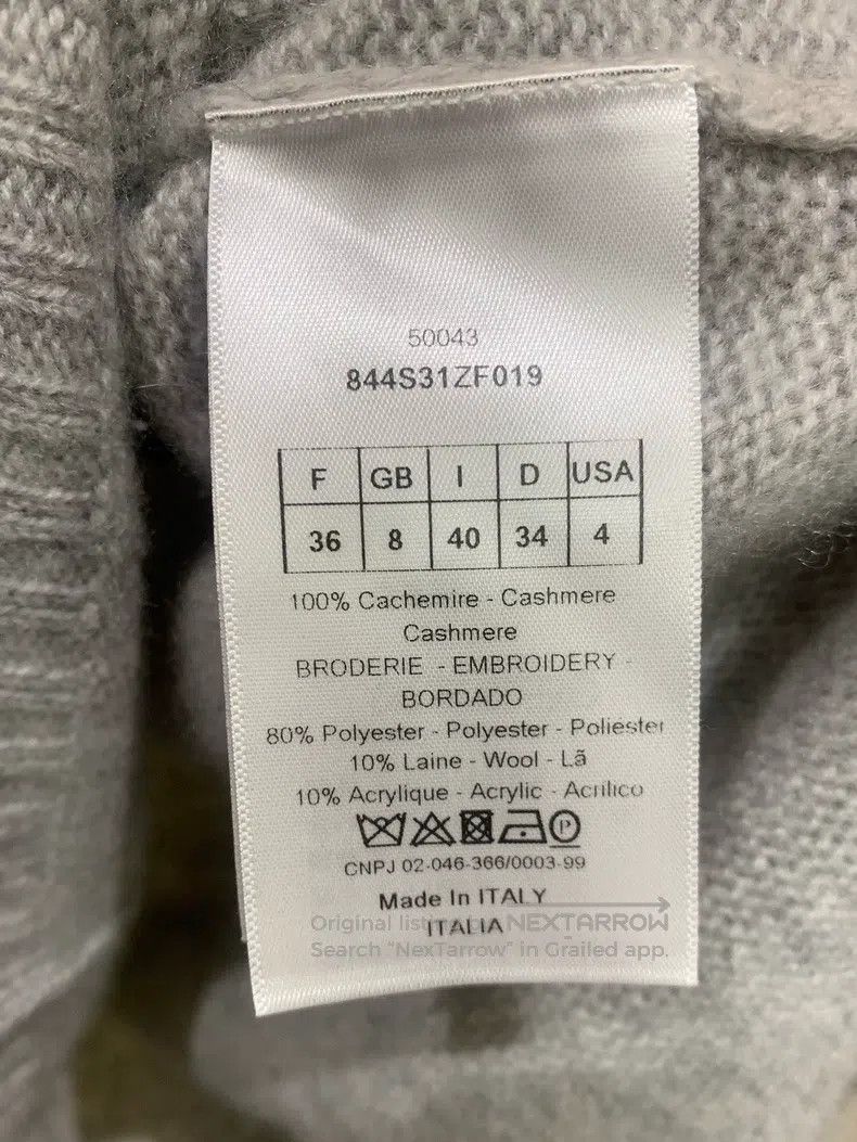 Dior Dior Little bee embroidered gray cashmere sweater Size XS / US 0-2 / IT 36-38 - 8 Thumbnail