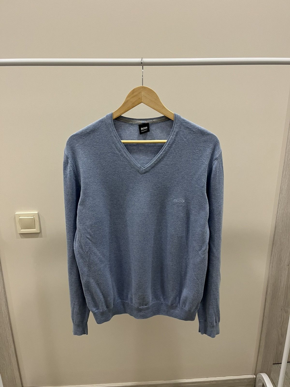 Hugo Boss Vintage 90s Hugo Boss Sweater Classic Blue Light Casual Size US M / EU 48-50 / 2 - 1 Thumbnail