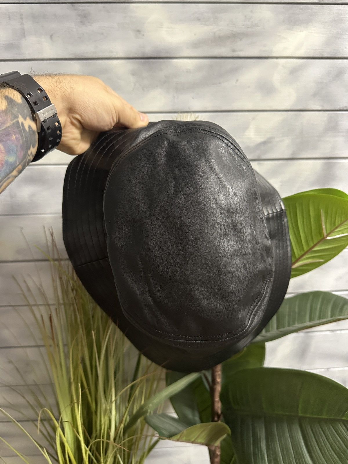 Other Rare Genuine Leather Hat Panama Made in USA Y2K Avant-Garde Size ONE SIZE - 3 Thumbnail