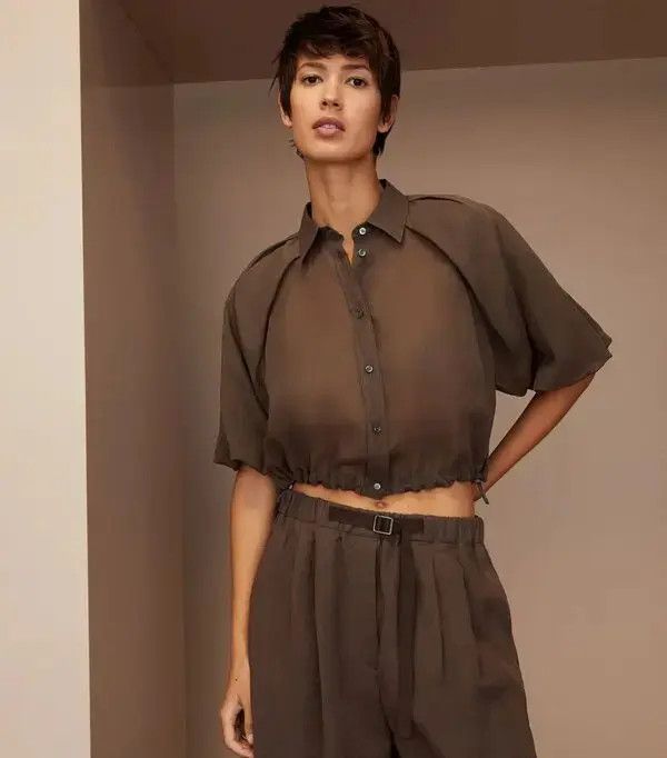 Brunello Cucinelli o1w1db10825 Blouse in Dark Brown Size L / US 10 / IT 46 - 2 Thumbnail
