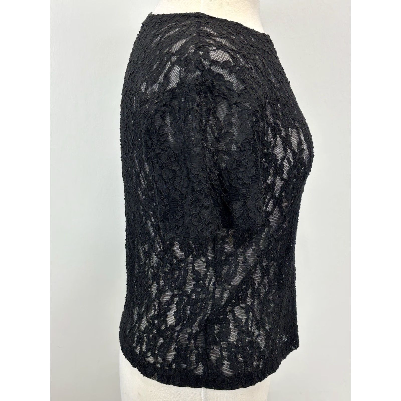 Victoria's Secret VINTAGE Victoria's Secret Lace Sheer Shirt Crown Label 80s Goth Black M Womens/Adults Medium Shown Whimsigoth USA Size M / US 6-8 / IT 42-44 - 4 Thumbnail