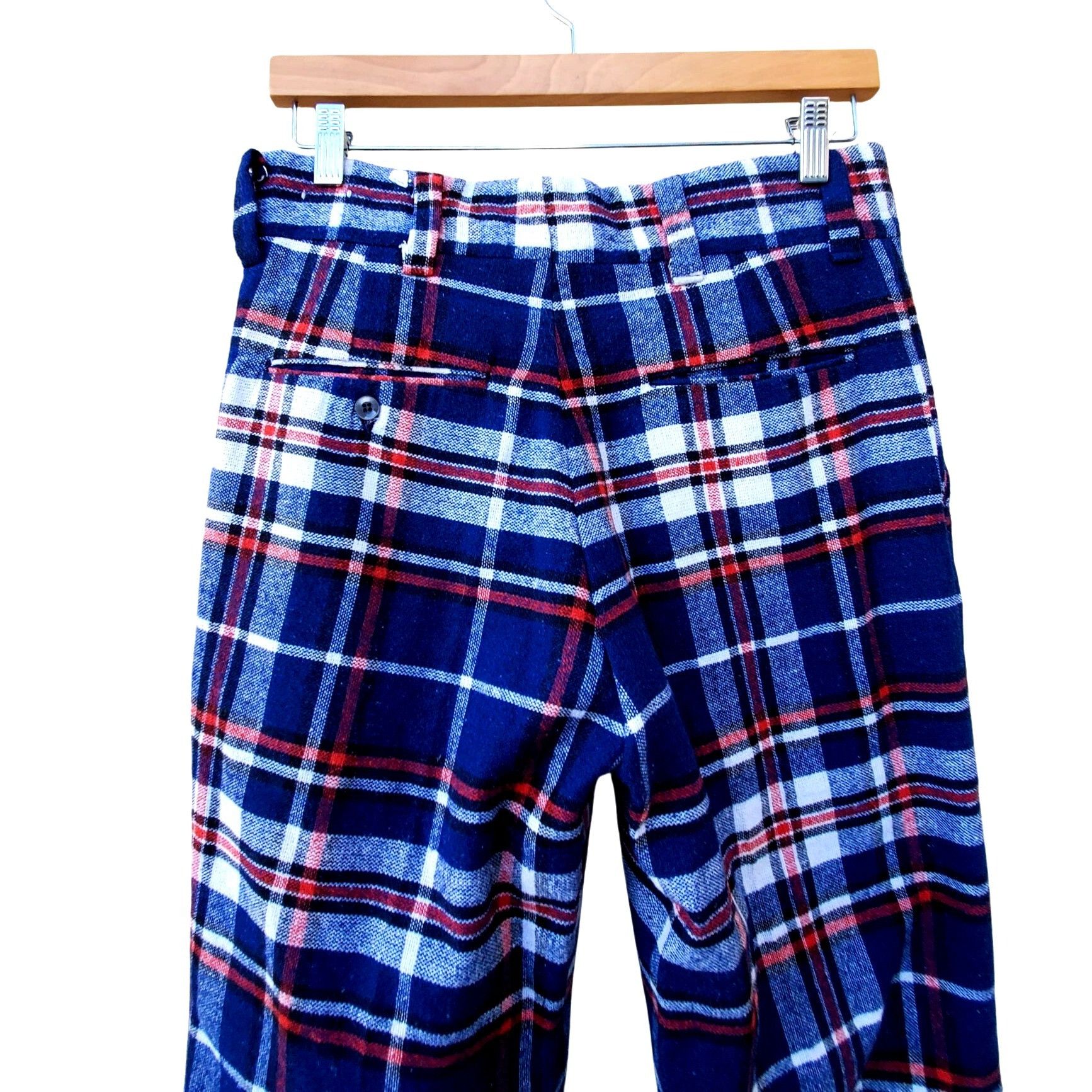 Other Vintage 60s Mod Pants Women 4 Blue Red White Plaid Flared Cu Size 27" / US 4 / IT 40 - 9 Thumbnail