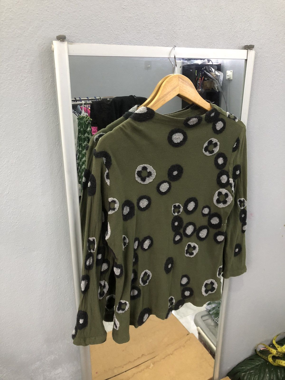 Japanese Brand En Cloche Olive Circle Pattern Long Sleeve Top Size S / US 4 / IT 40 - 3 Thumbnail