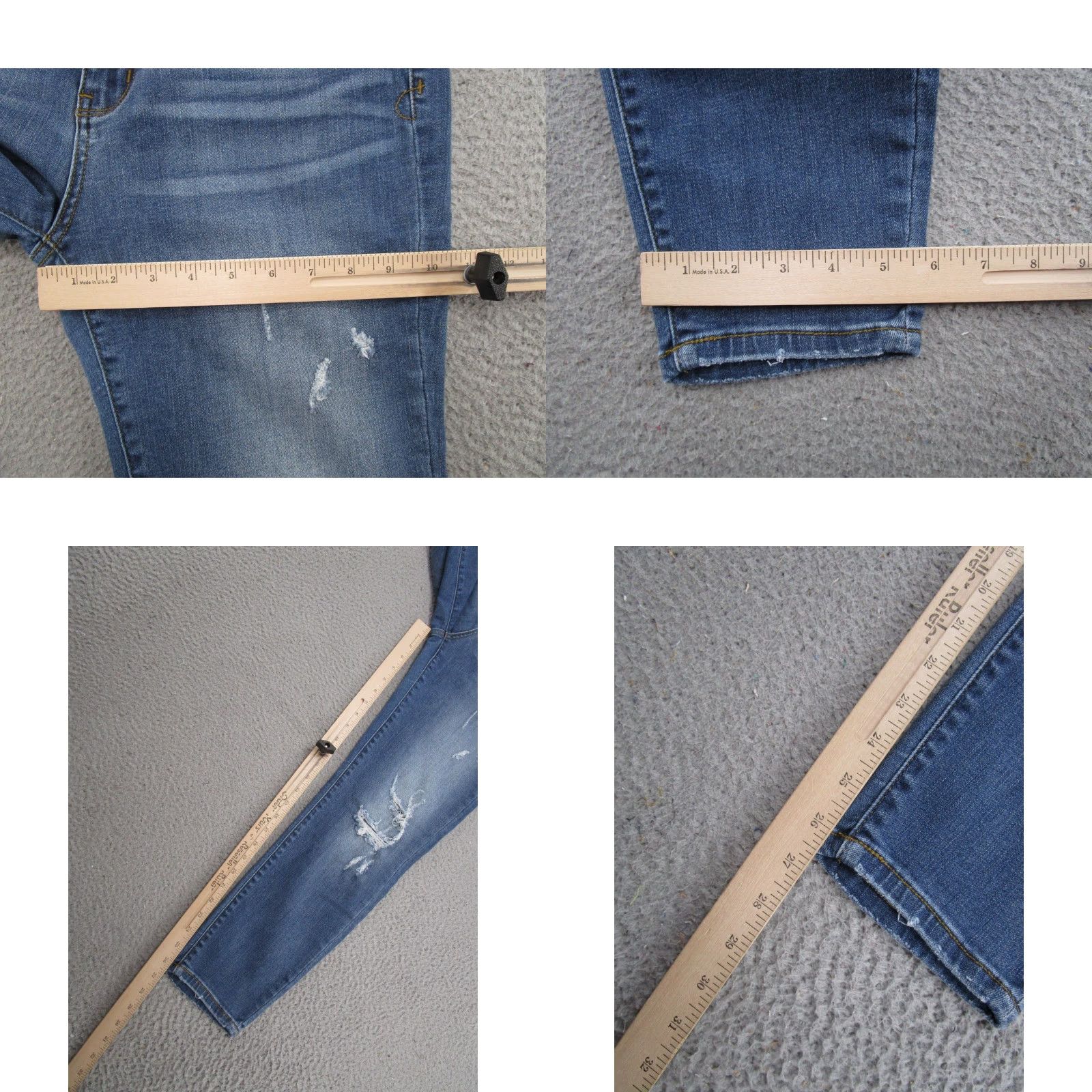 Denime Judy Blue Jeans Distressed Stretch Denim Straight Womens Size 15x32 Blue 5-Pocket Design Vintage No Size 36" / US 14 / IT 50 - 8 Thumbnail