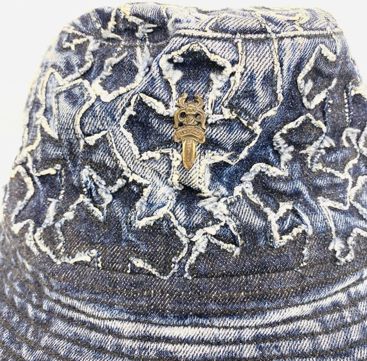 Chrome Hearts Chrome Hearts dagger cemetery cross patch denim bucket hat Size ONE SIZE - 4 Thumbnail