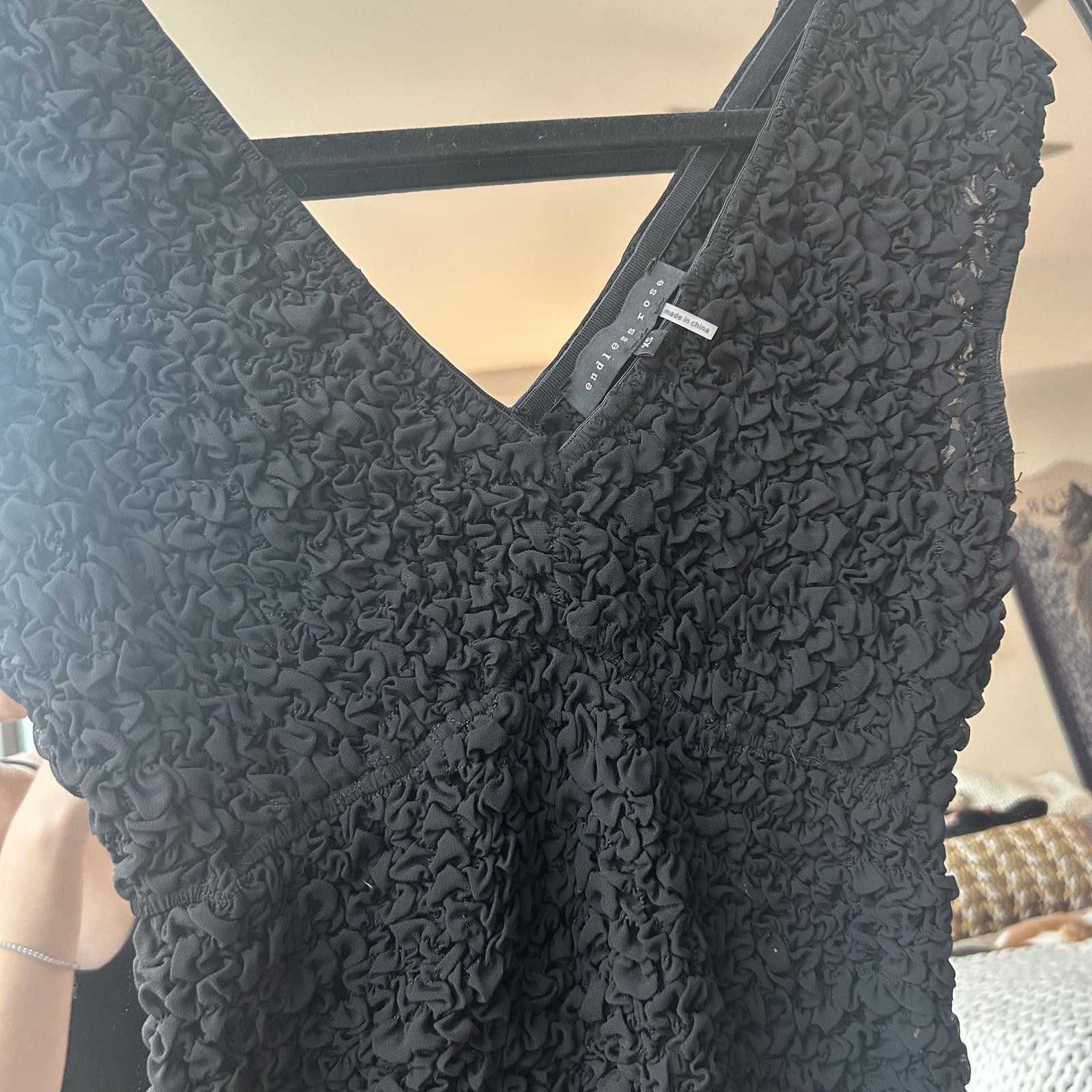 Designer Chic Black Textured Sleeveless Top Size XS / US 0-2 / IT 36-38 - 5 Thumbnail