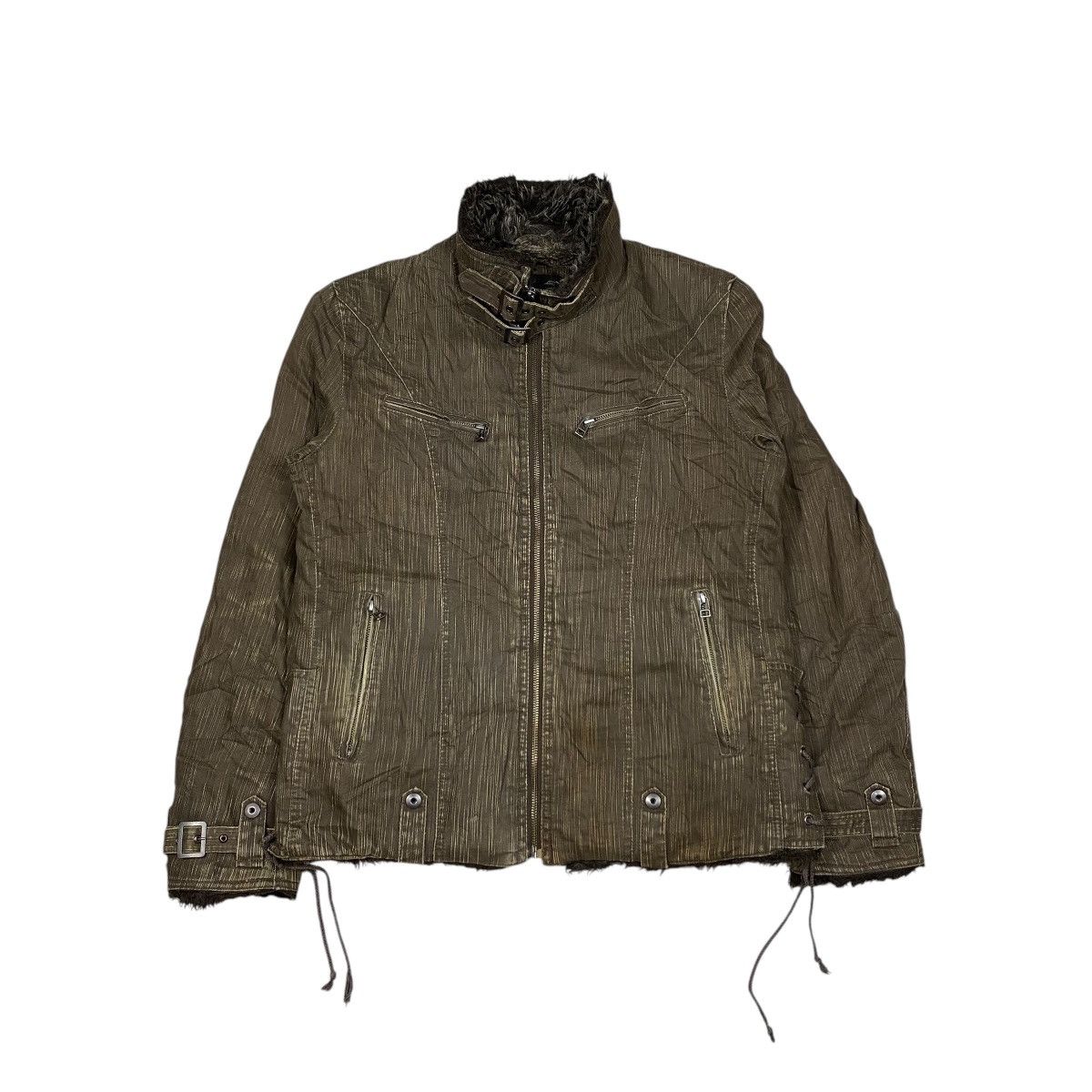 If Six Was Nine × Japanese Brand × Mossimo Mossimo Fur Bikers Denim Jacket Size US L / EU 52-54 / 3 - 4 Thumbnail