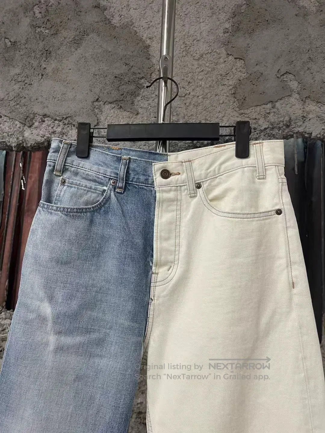 Celine Celine Blue White Patchwork Washed Jeans. Size 29" - 3 Thumbnail