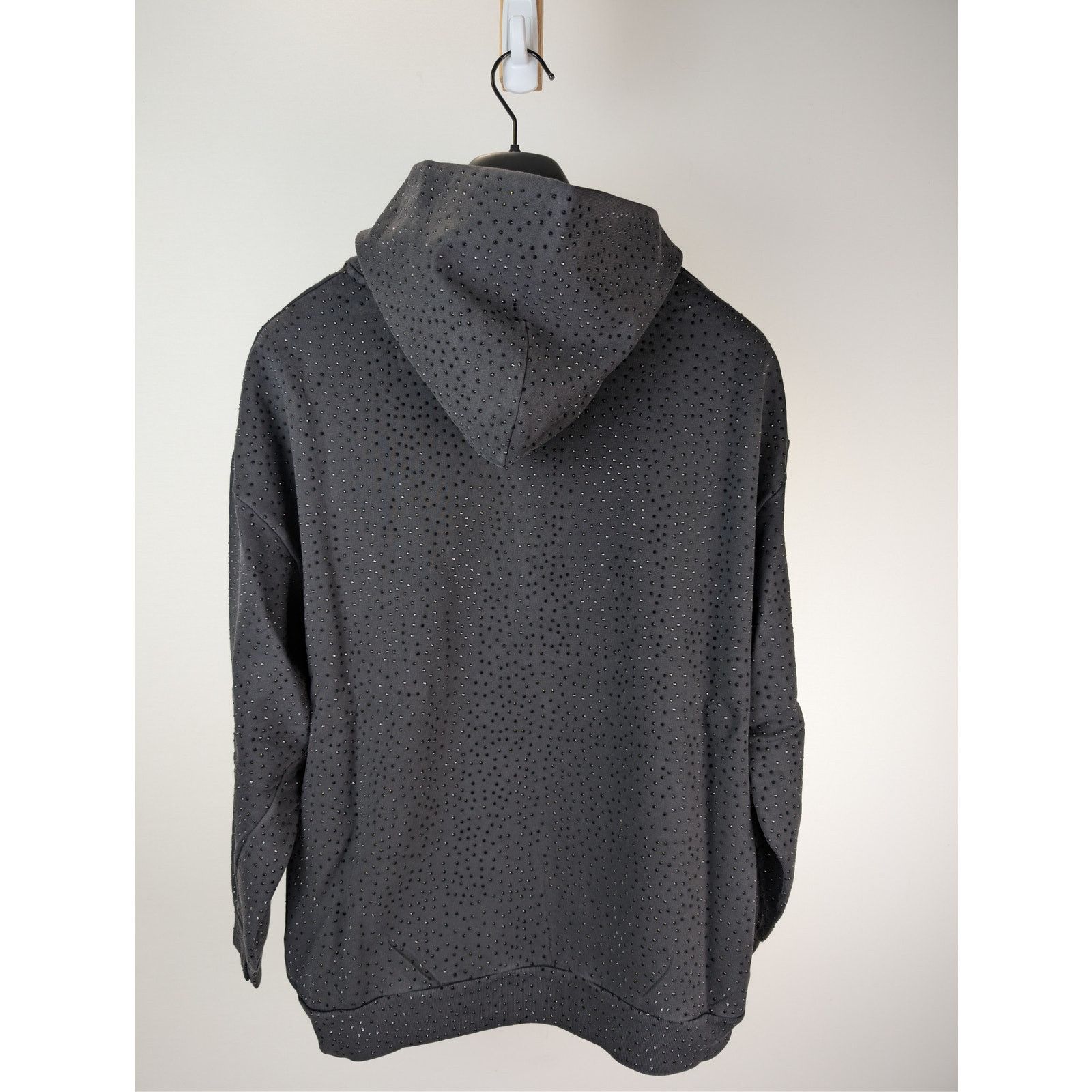 Balenciaga o1rshd1 Crystal-Embellished Small Zip-Up Hoodie Washed Black Size US M / EU 48-50 / 2 - 17 Thumbnail