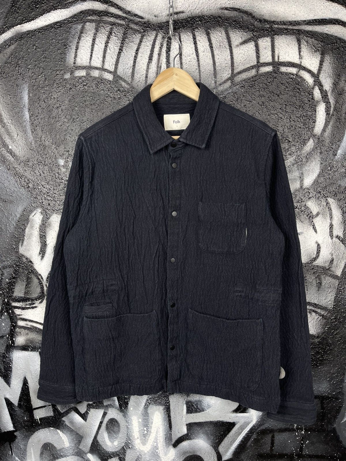 Folk Folk Assembly In Navy Texture Overshirt Jacket Men’s Size 2 Size US M / EU 48-50 / 2 - 2 Thumbnail
